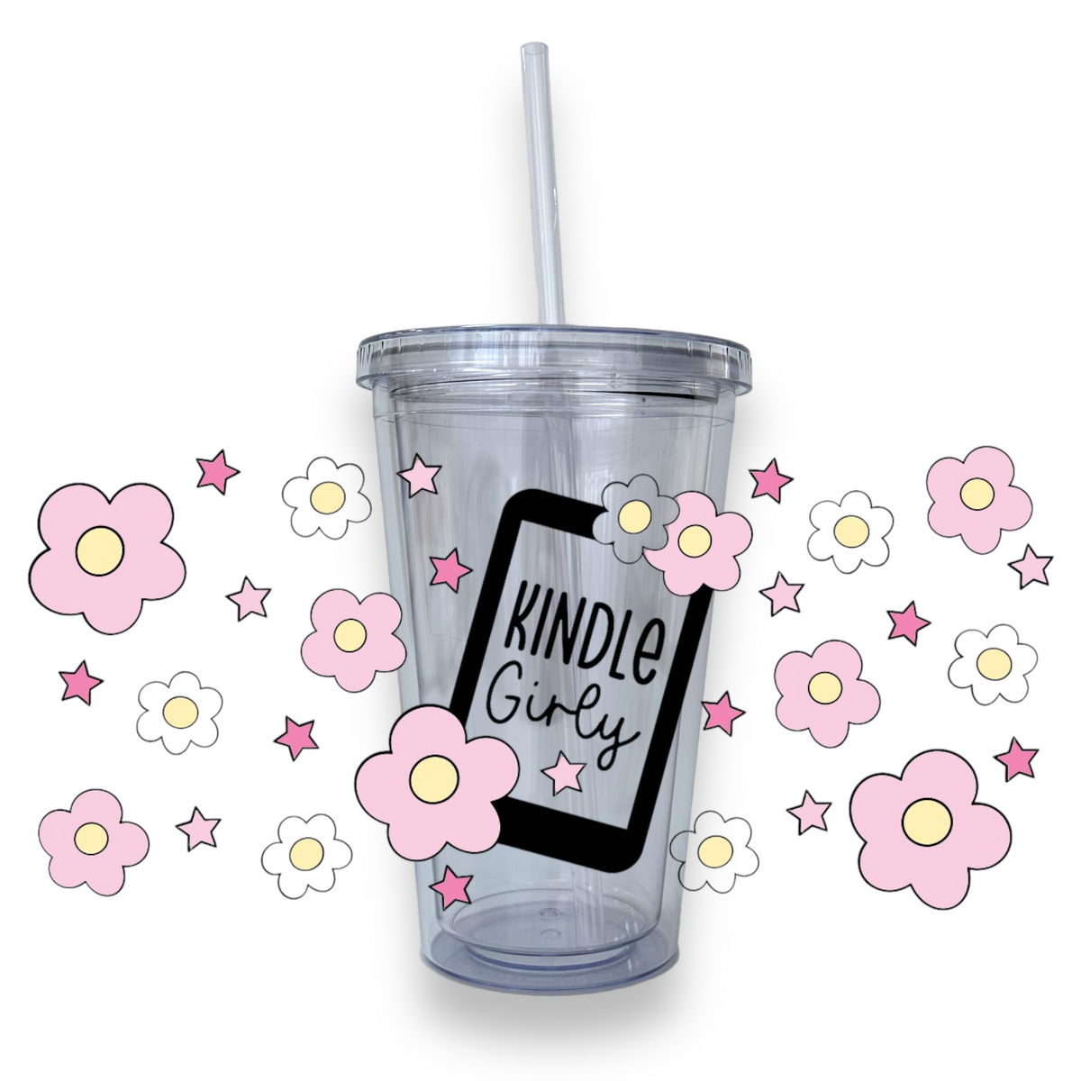 Kindle Girly Plastic or Glass Tumbler