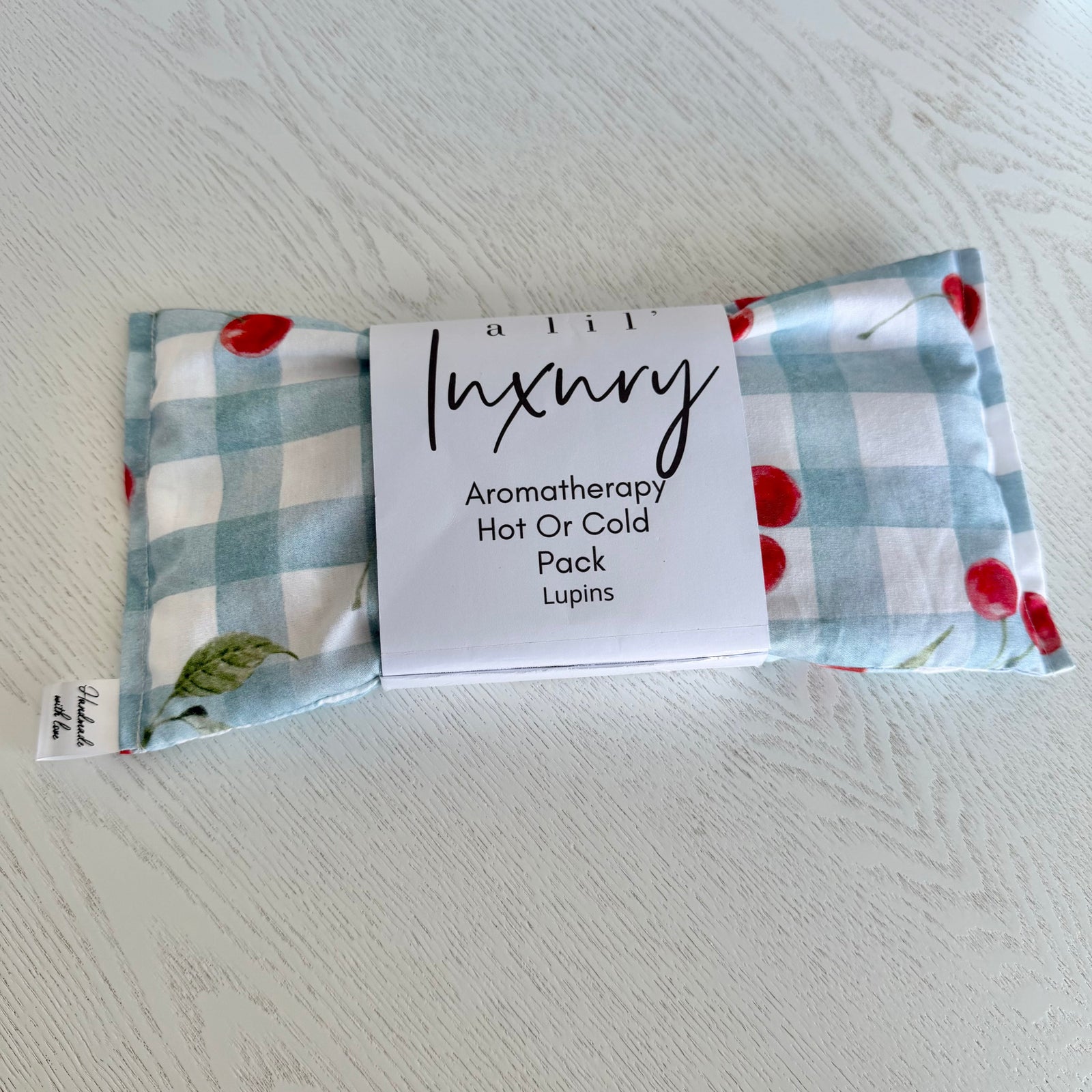 Lupin Heat Pack Blue Gingham & Cherries