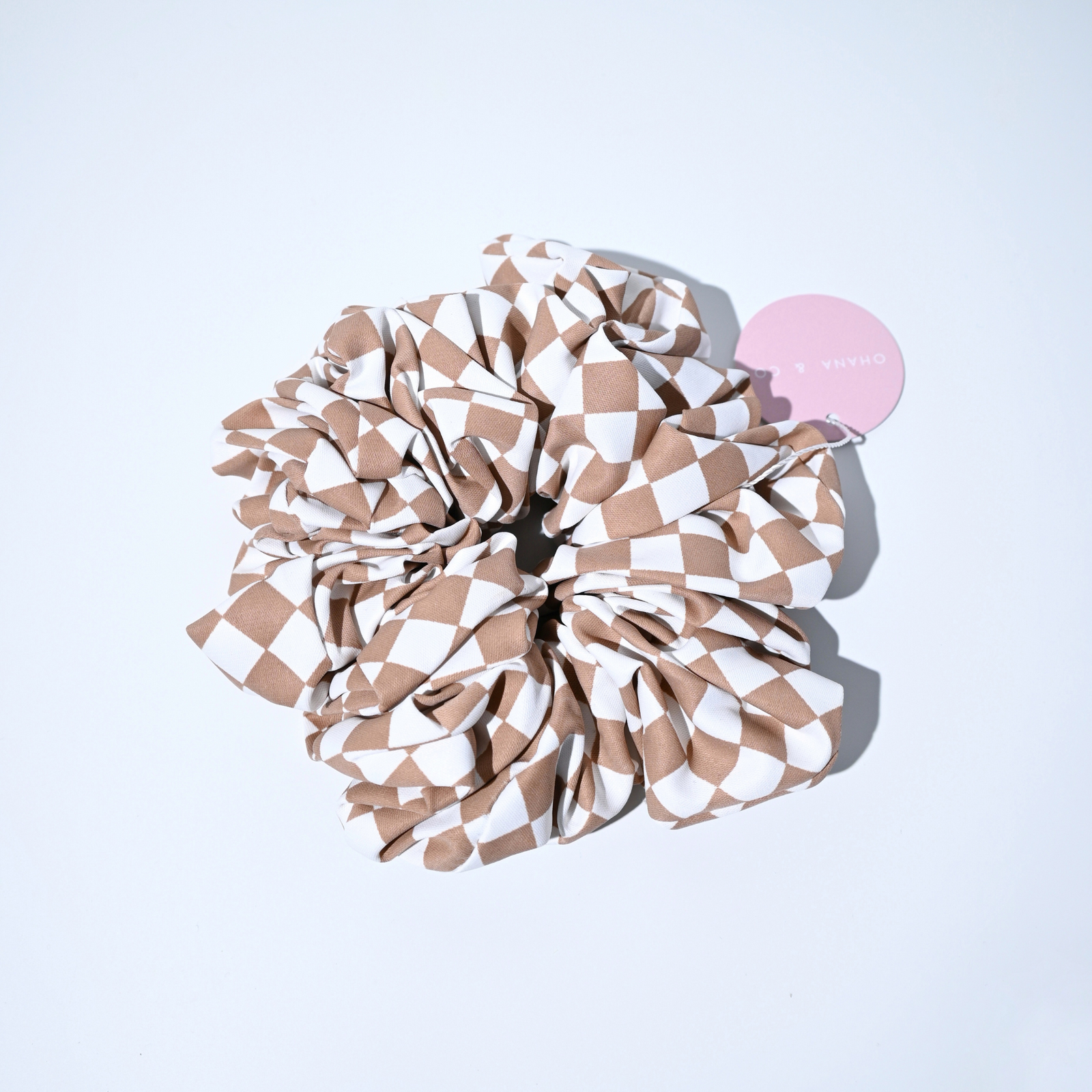 Checker Toffee Thick Hair Scrunchie - A Lil Luxury