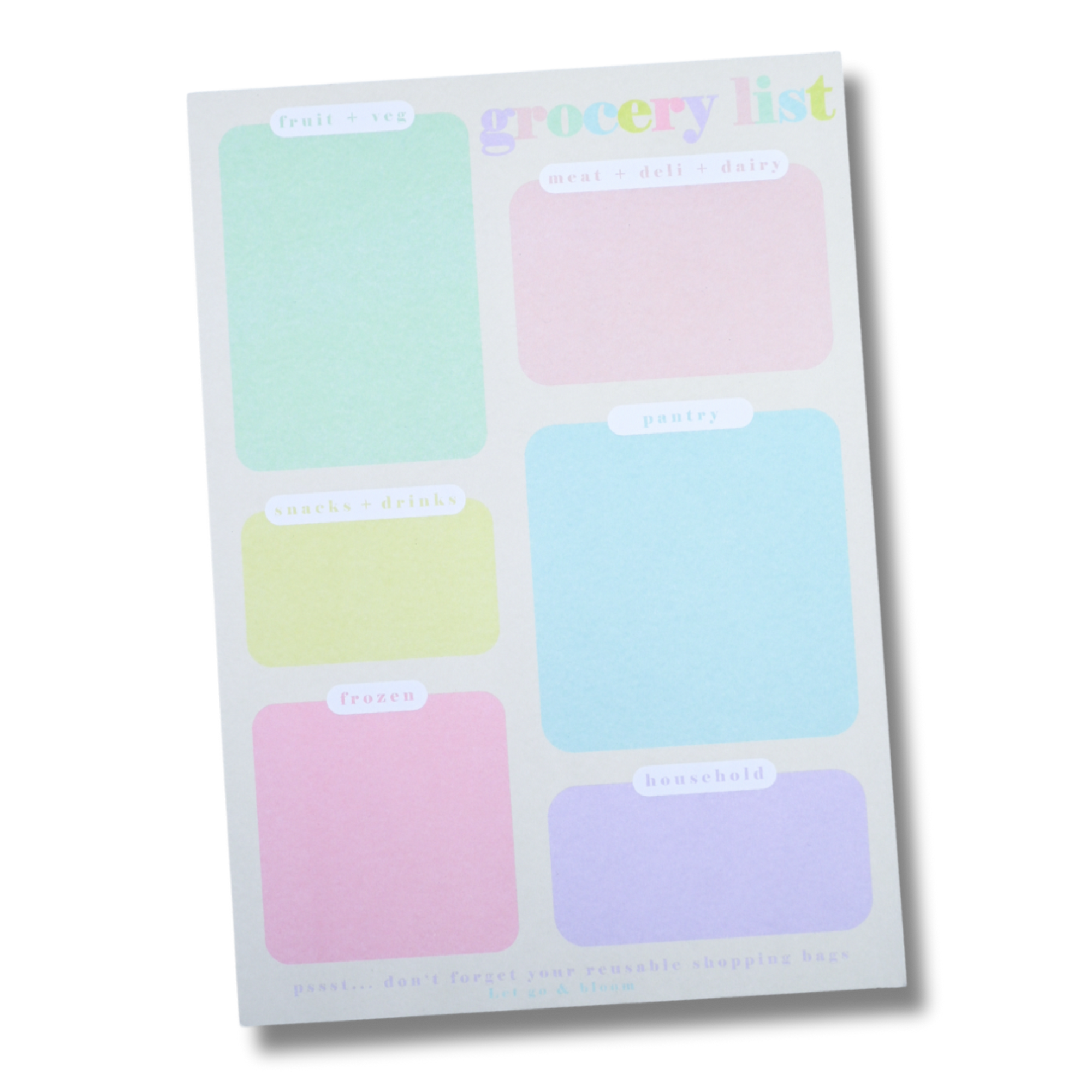 Colourful Grocery List Planner - A Lil Luxury