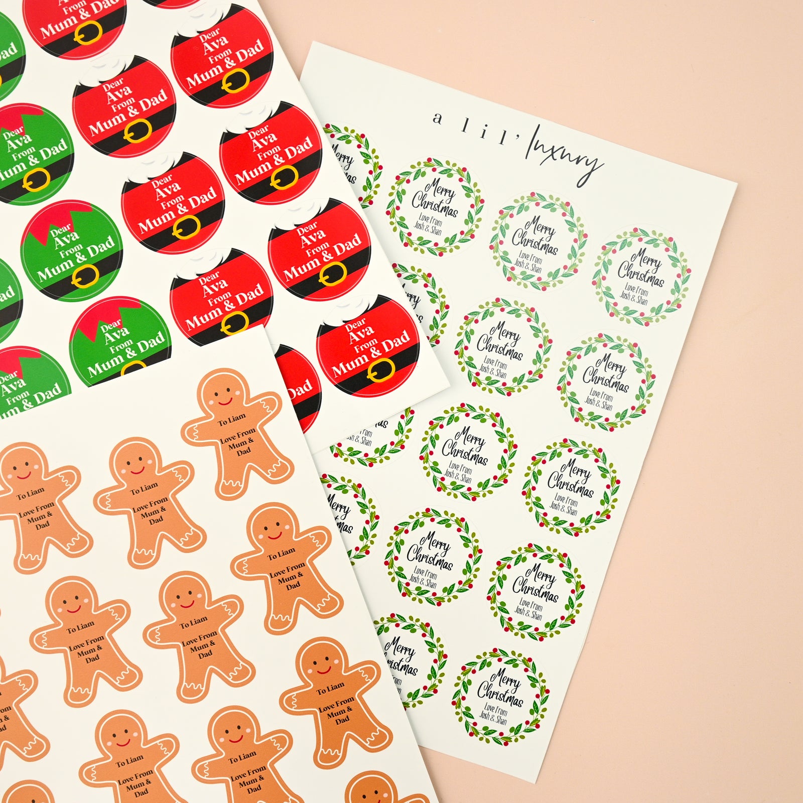 Merry Christmas Wreath Stickers | Round