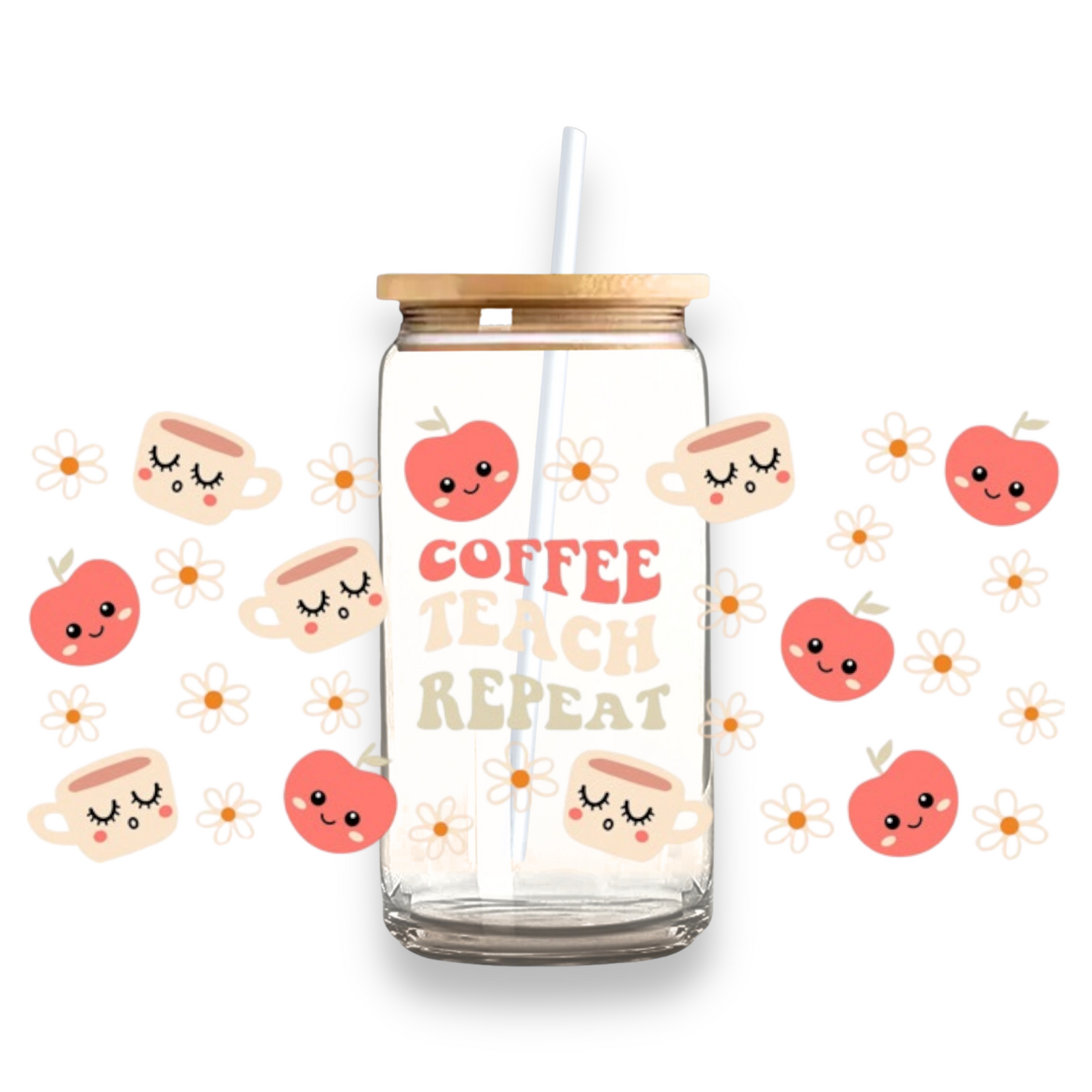 Coffee Teach Repeat Glass Tumbler