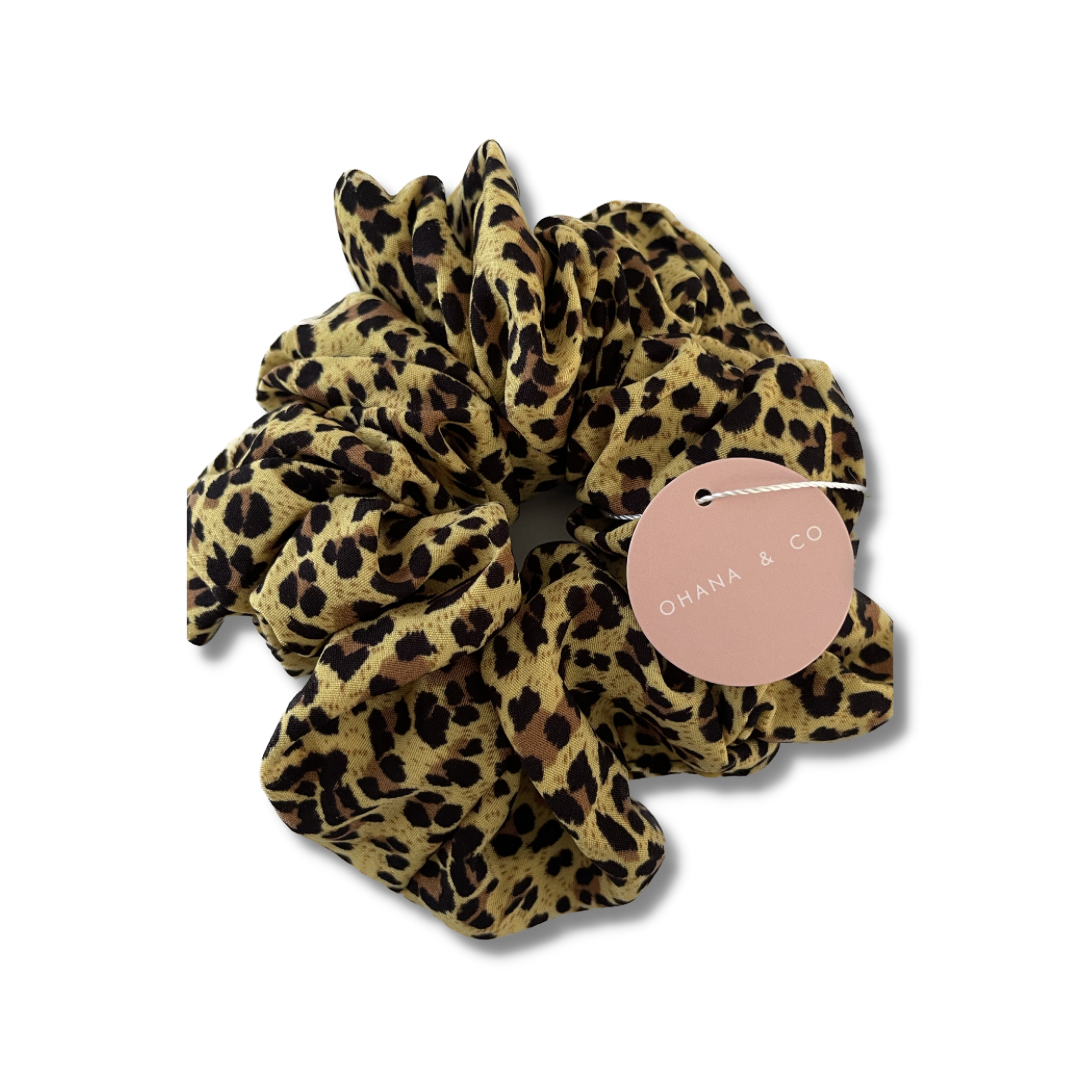Mustard Leopard Thick Hair Scrunchie - A Lil Luxury