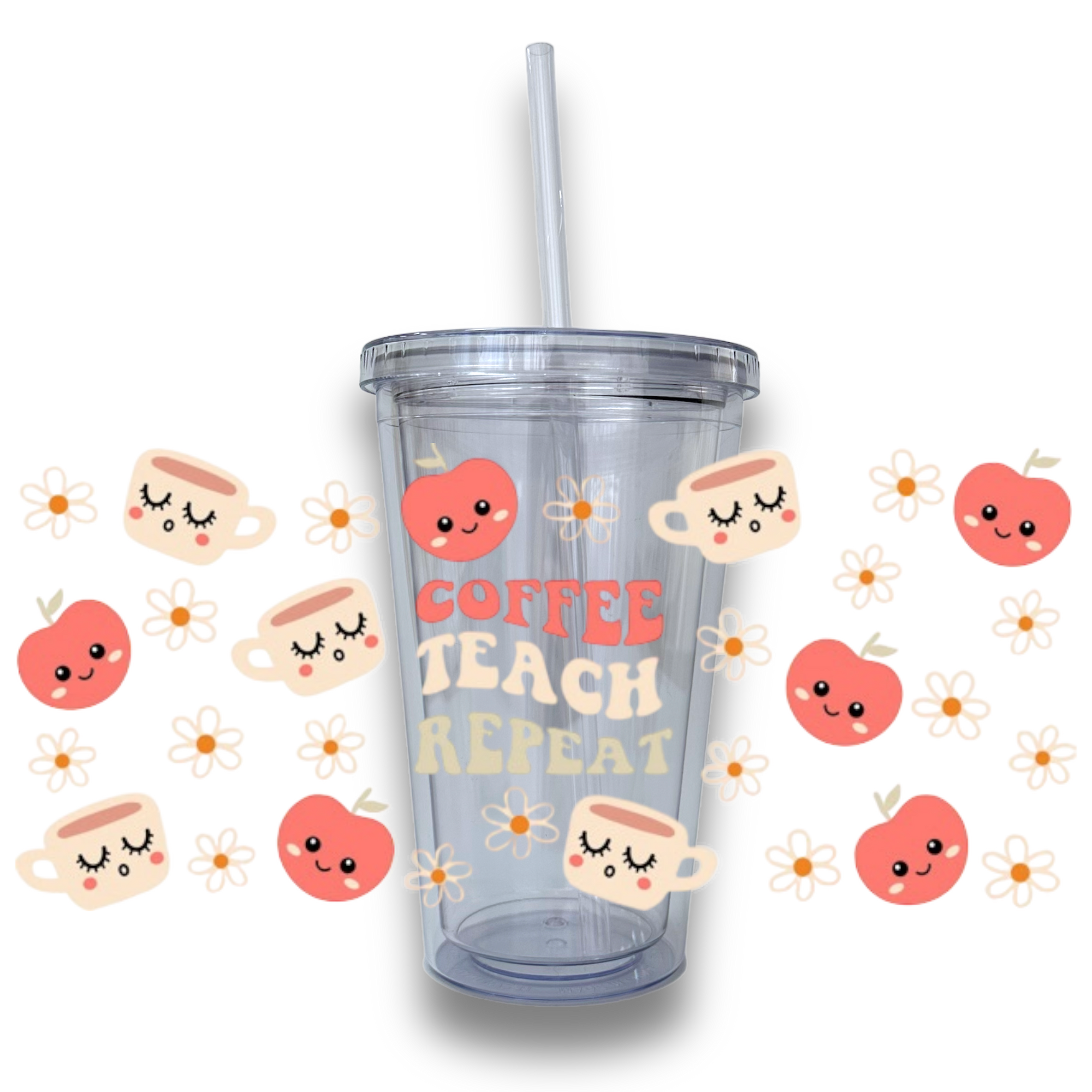 Coffee Teach Repeat Plastic or Glass Tumbler