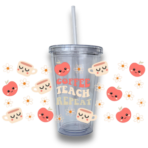 Coffee Teach Repeat Plastic or Glass Tumbler