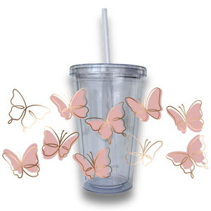 Butterfly Plastic or Glass Tumbler