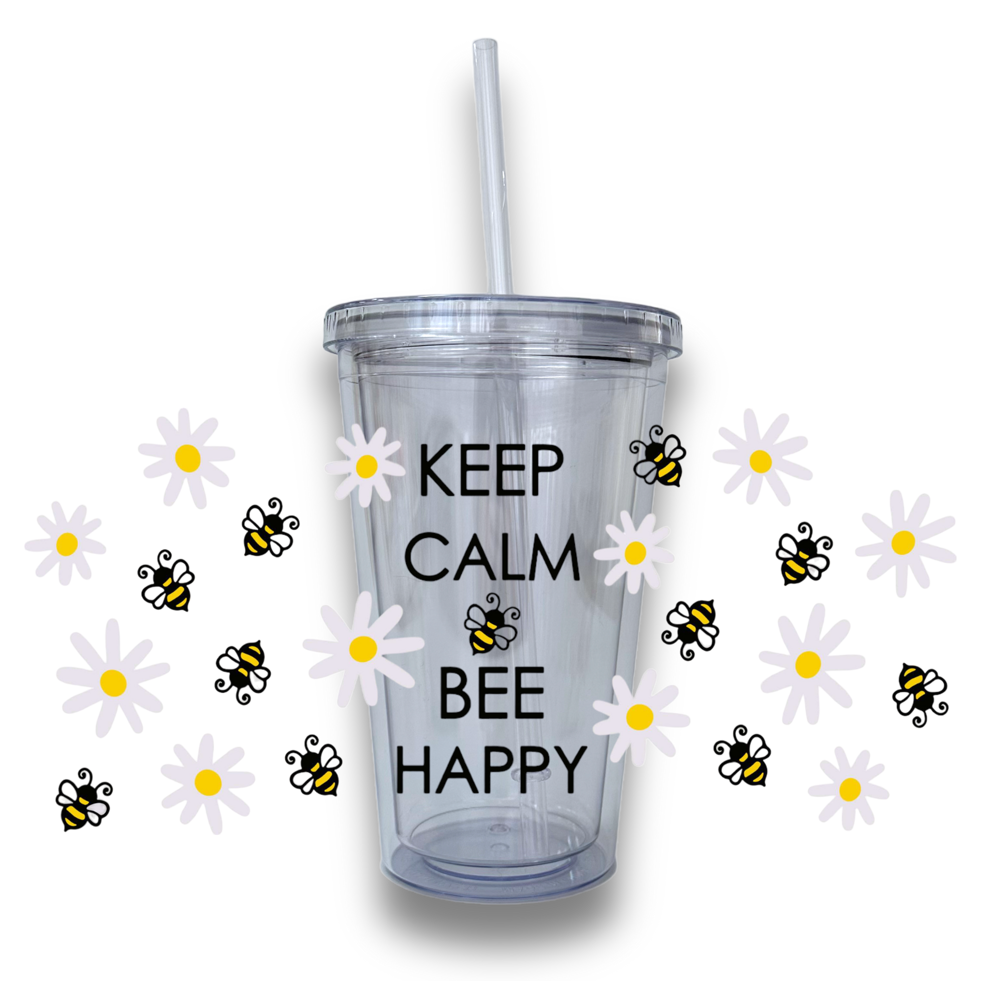 Bee Happy Plastic or Glass Tumbler