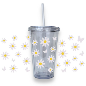 Butterflies & Daisies Plastic or Glass Tumbler