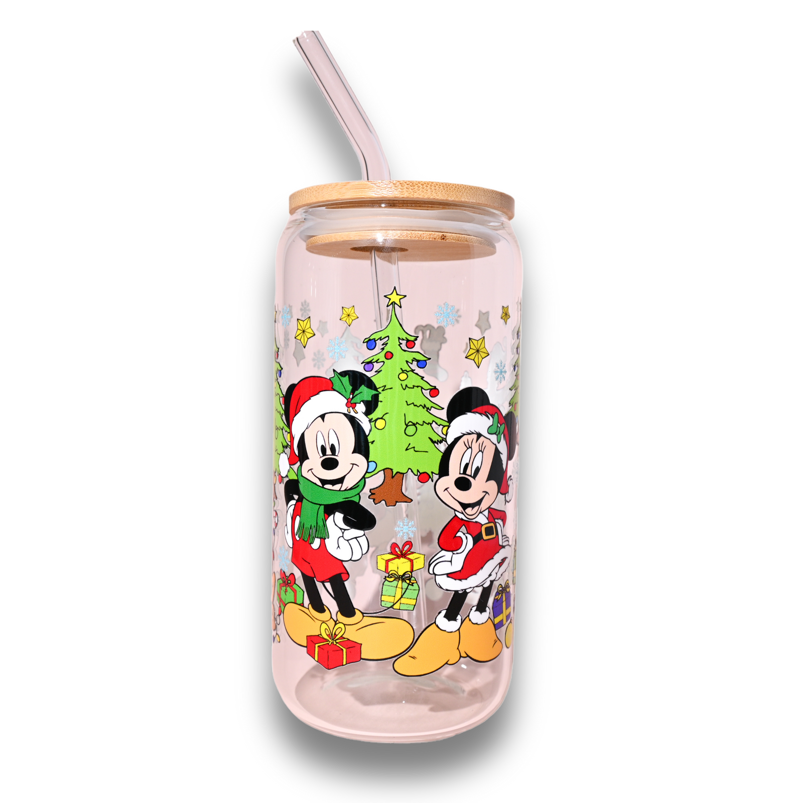 Mickey Christmas Glass Tumbler