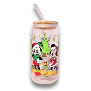 Mickey Christmas Glass Tumbler