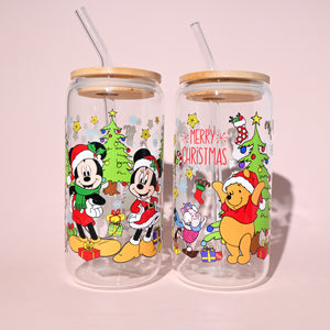 Mickey Christmas Glass Tumbler