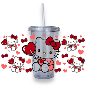 Hello Kitty Hearts Plastic or Glass Tumbler