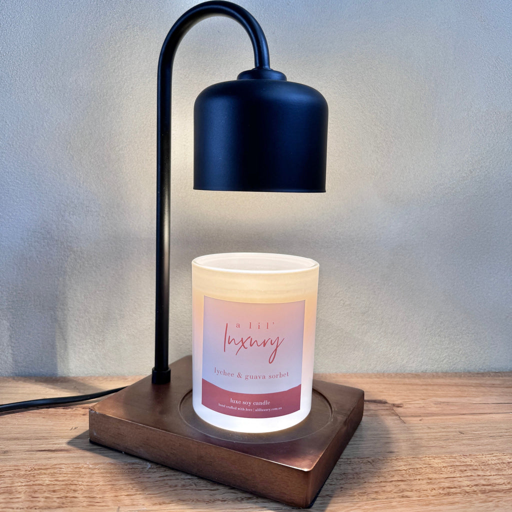 Black and Wood Arched Lamp Candle Warmer