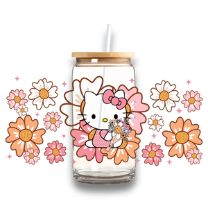 Hello Kitty Flowers Plastic or Glass Tumbler