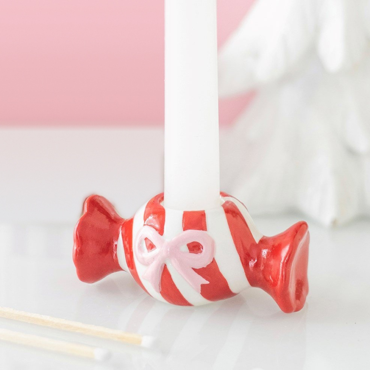Christmas Candy Taper Candle Holder