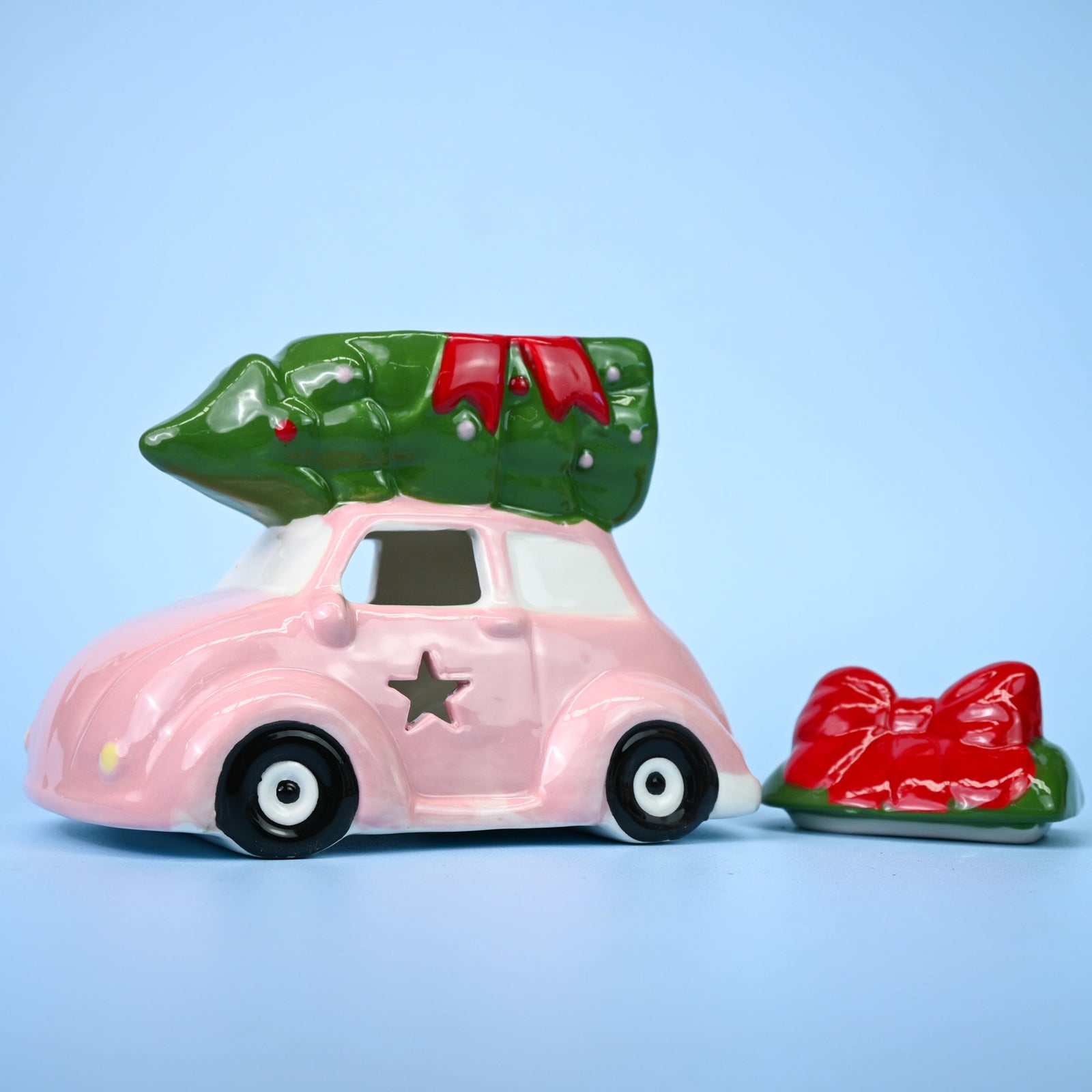 Pink Car with Christmas Tree Tealight Warmer