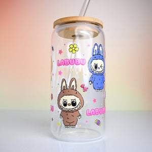 Colourful Labubu Glass Tumbler