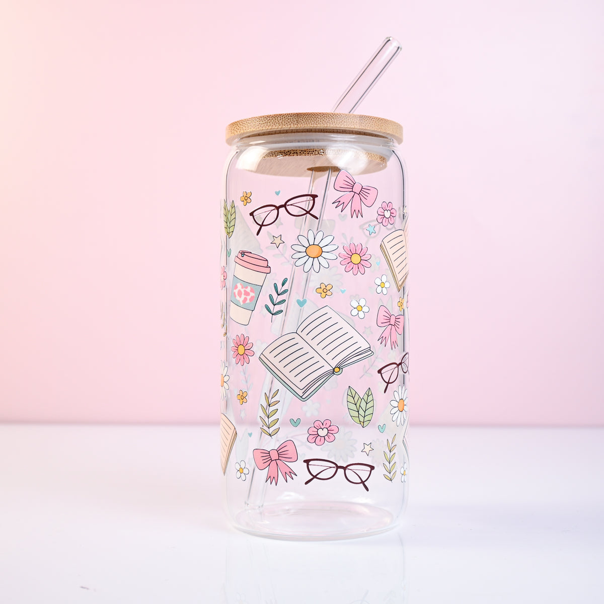 Books &amp; Bows Glass Tumbler