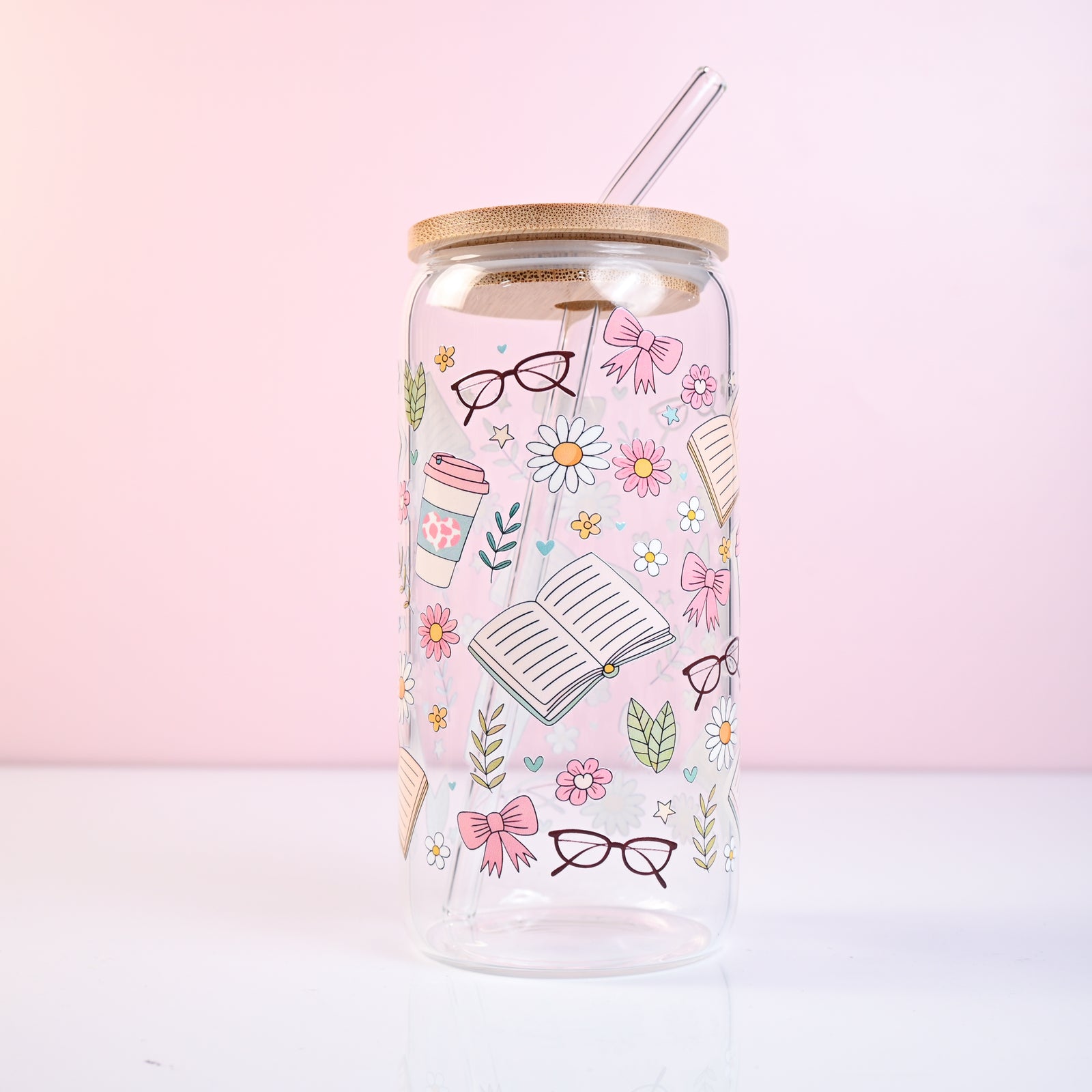 Books & Bows Glass Tumbler