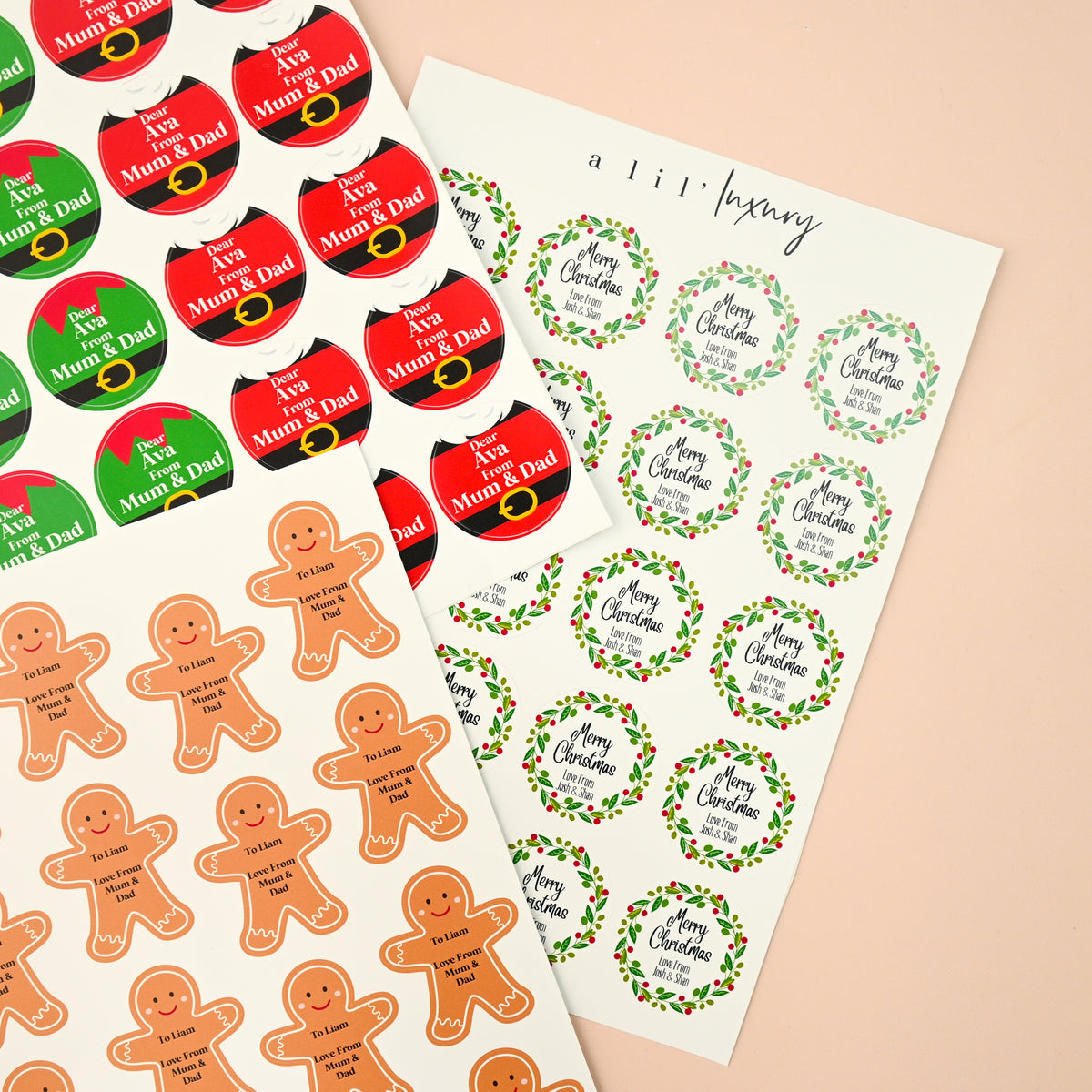 Merry Christmas Wreath Stickers | Round
