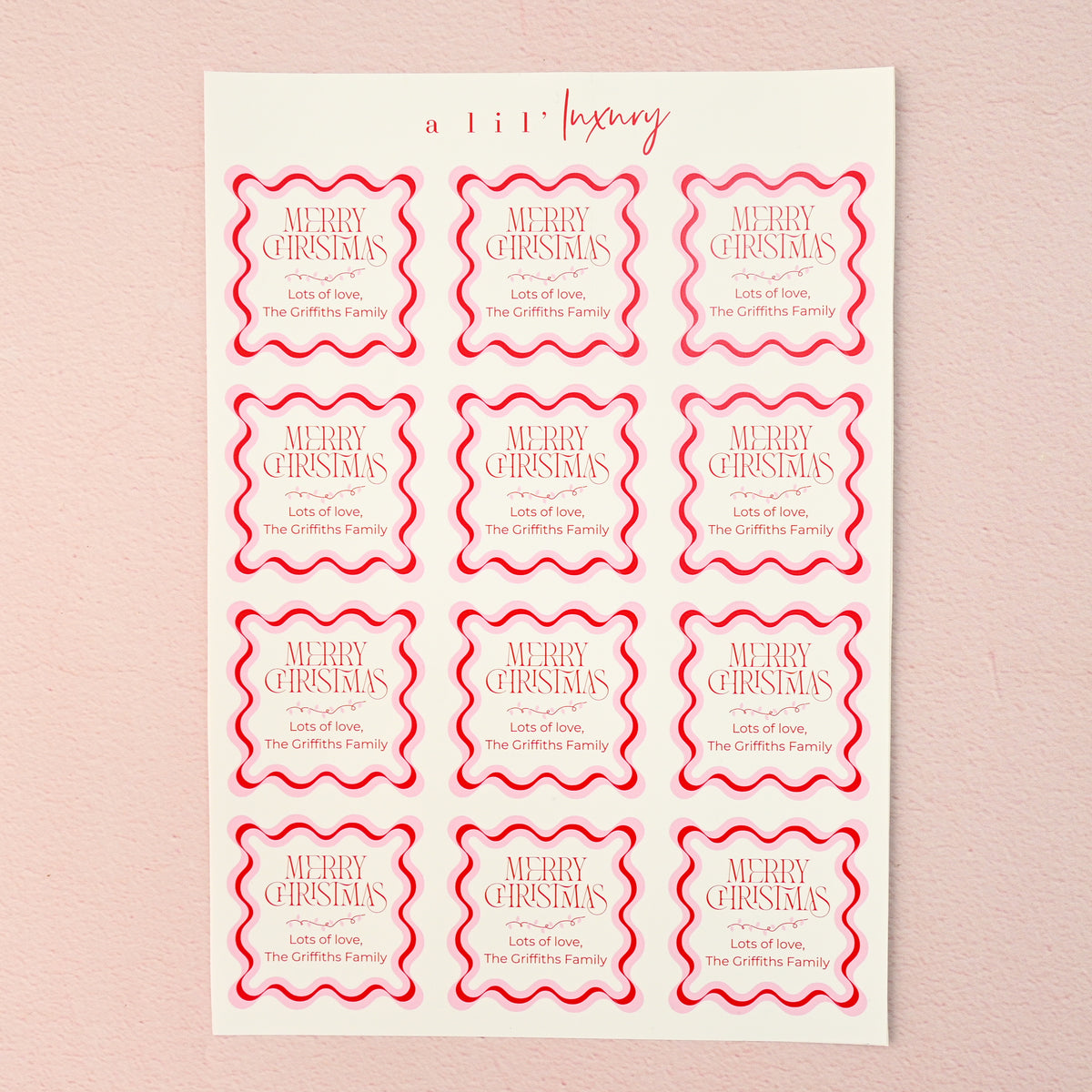 Red &amp; Pink Retro Christmas Stickers | Cutout