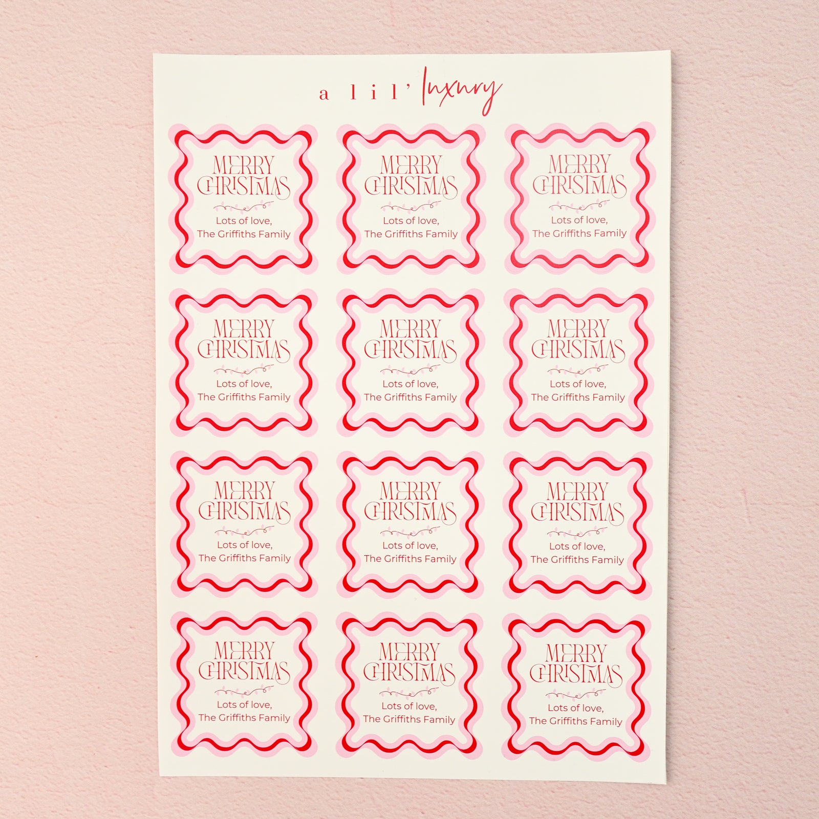 Red & Pink Retro Christmas Stickers | Cutout