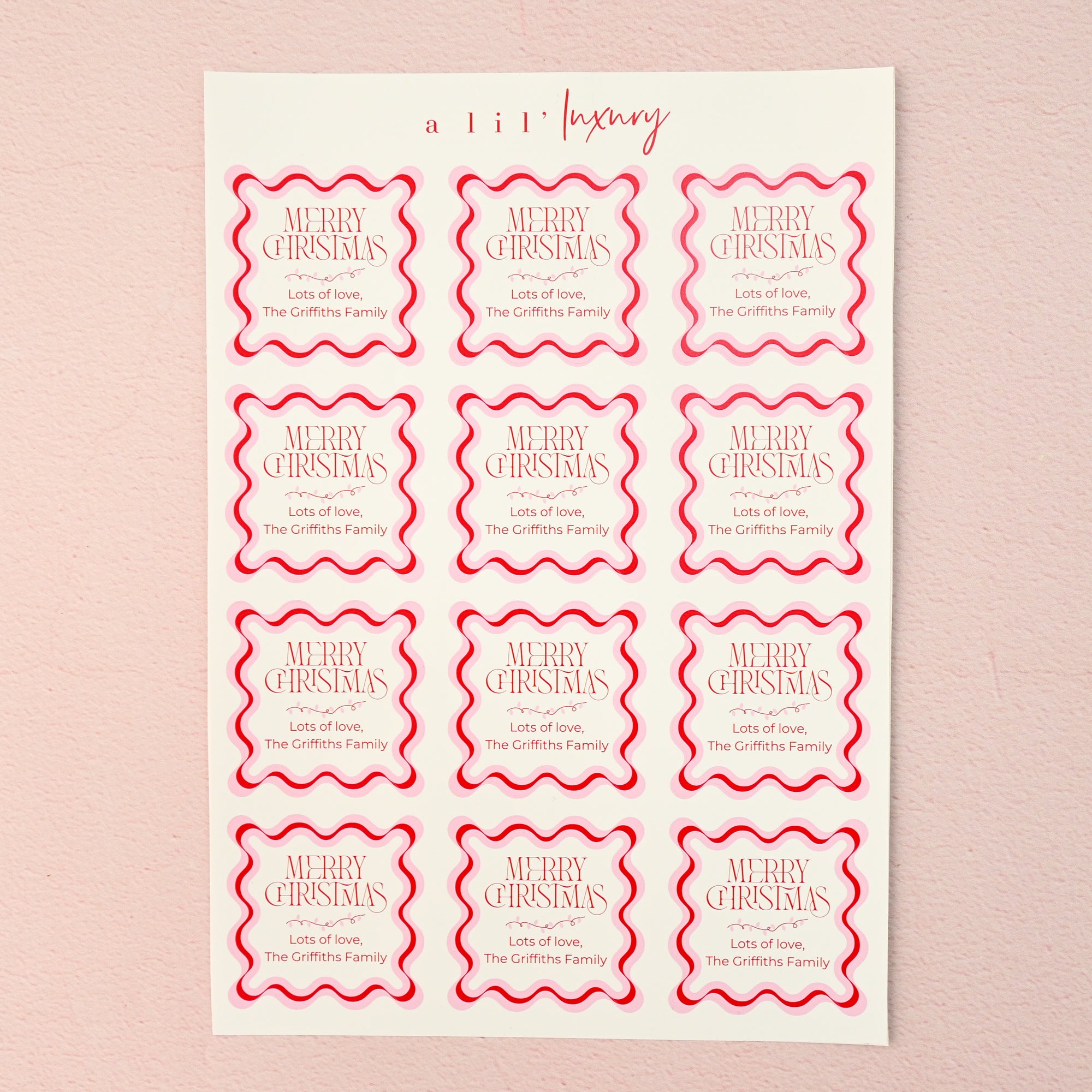 Red & Pink Retro Christmas Stickers | Cutout