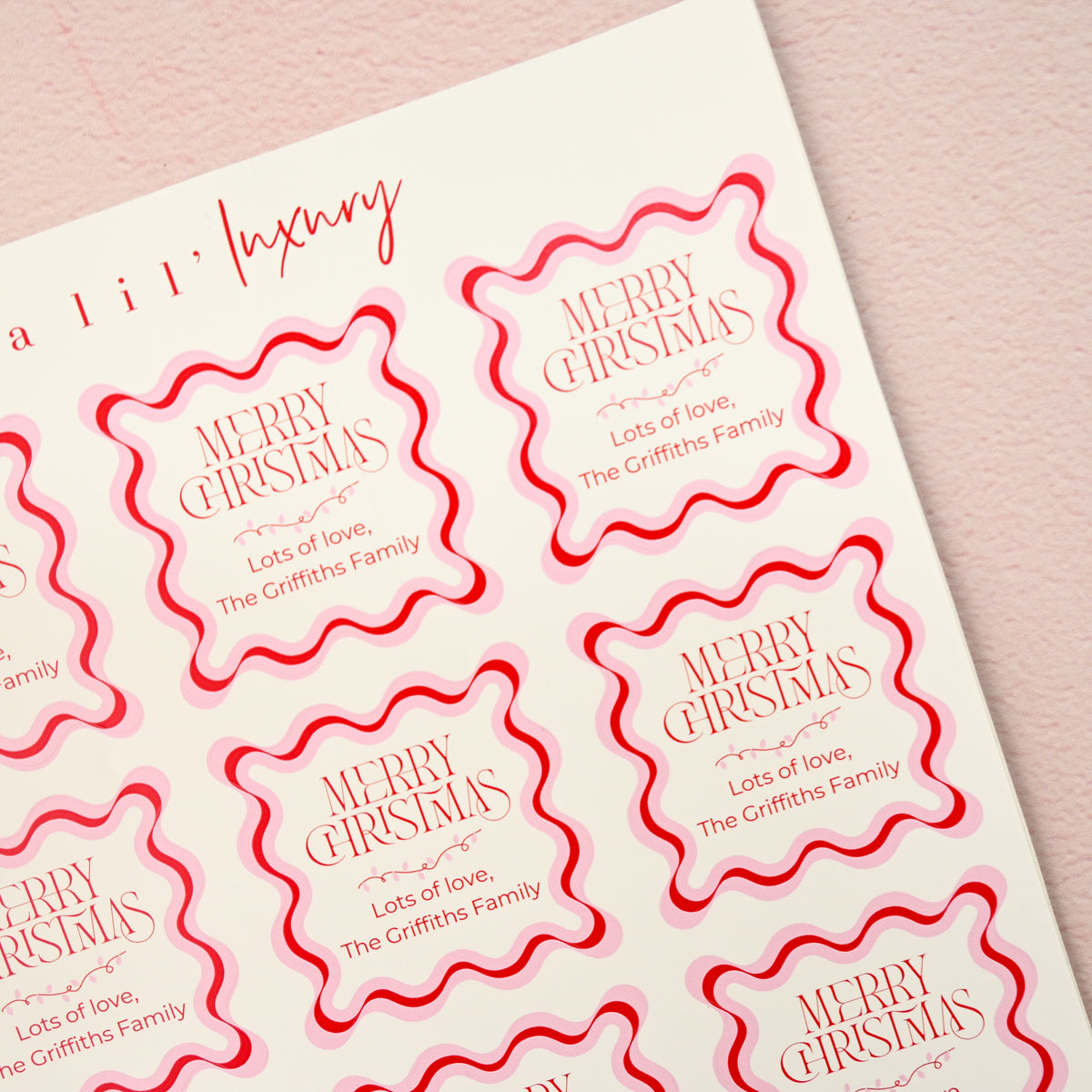 Red & Pink Retro Christmas Stickers | Cutout