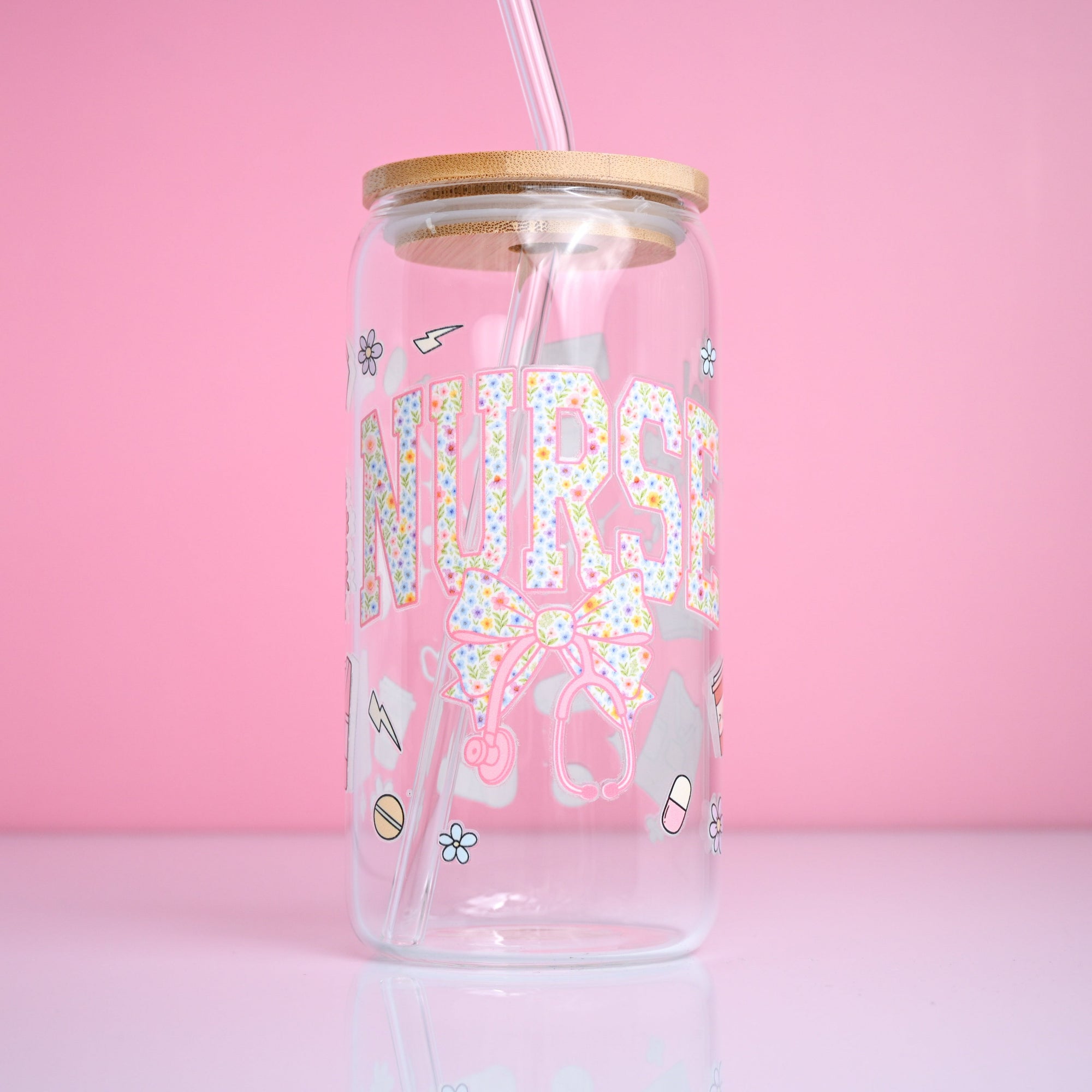 Pink Nurse Glass Tumbler
