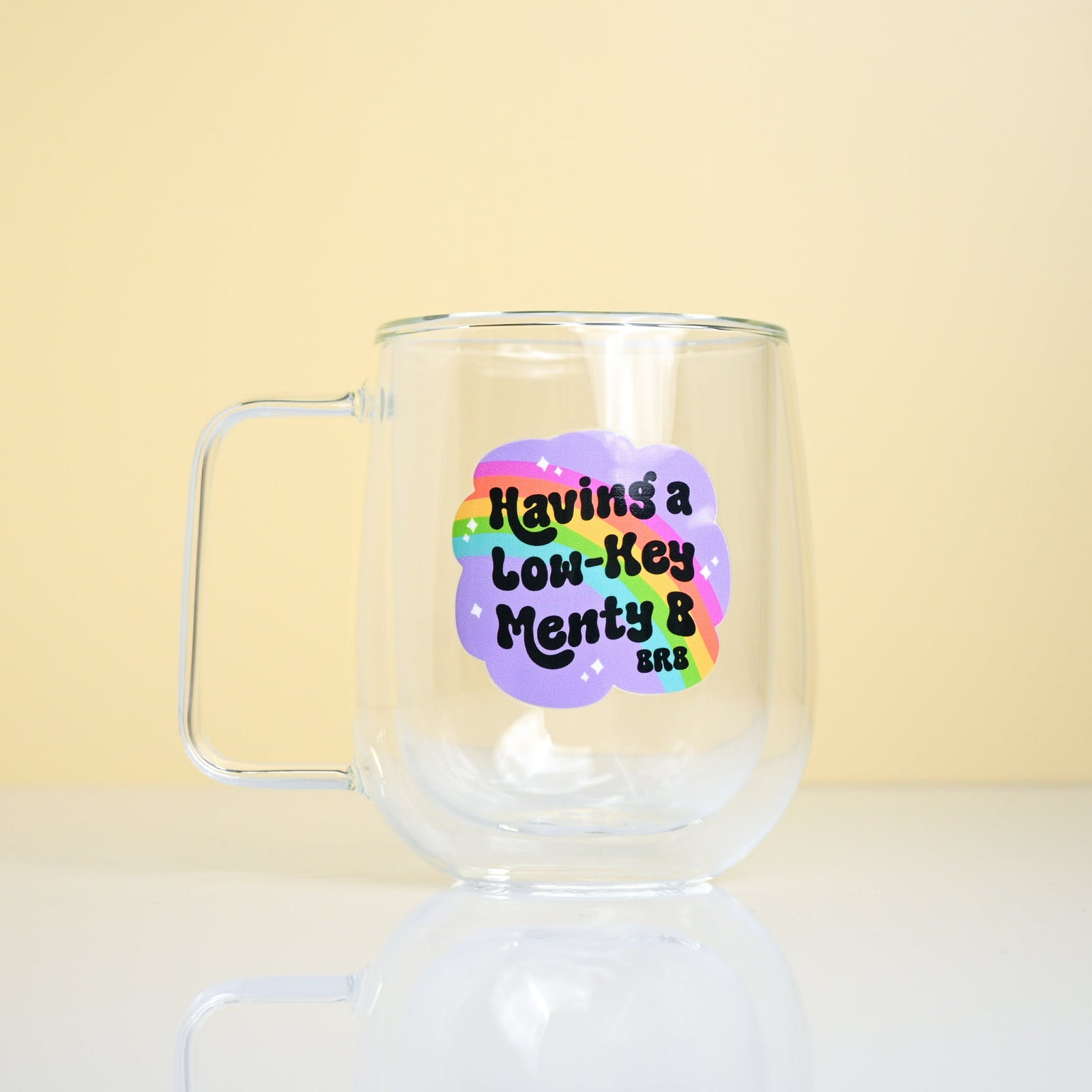 Having Low Key Menty B Double Wall Glass Mug