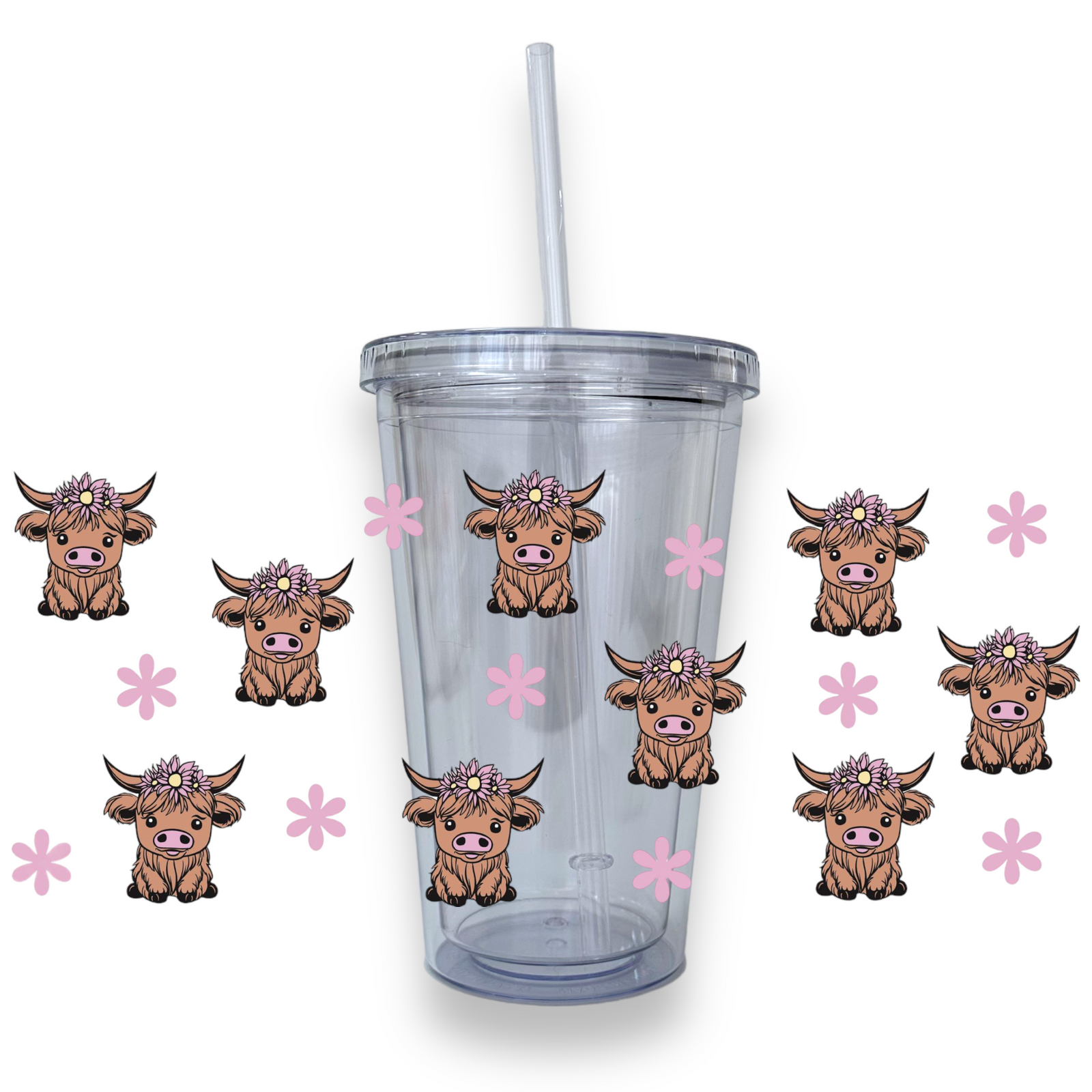 Mini Highland & Daisy Plastic or Glass Tumbler