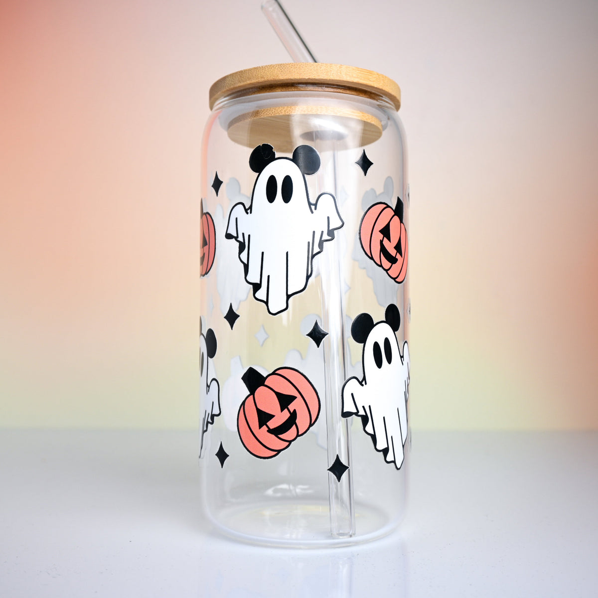 Ghost &amp; Pumpkin Glass Tumbler