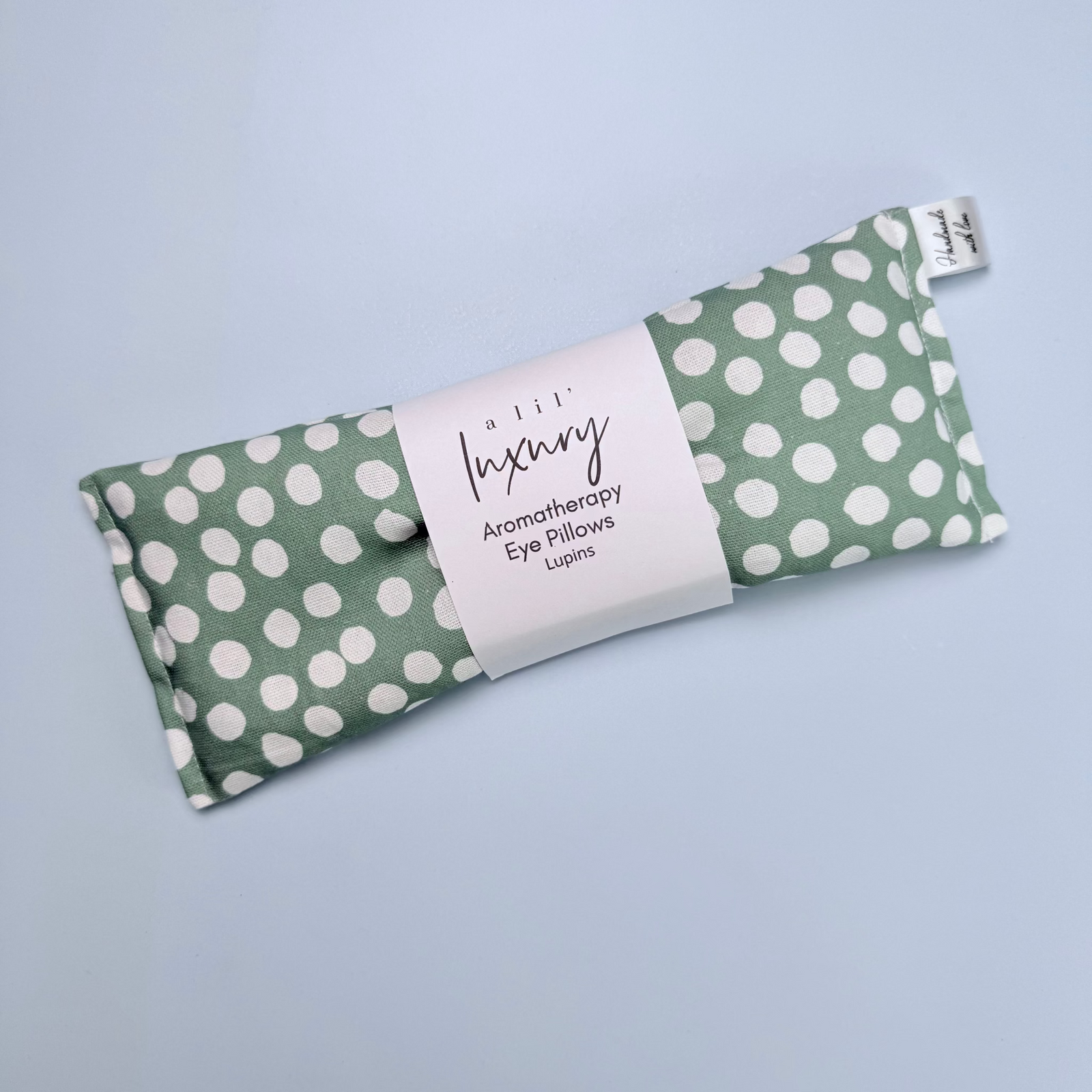 Lupin Eye Pillow Green with Polka Dots