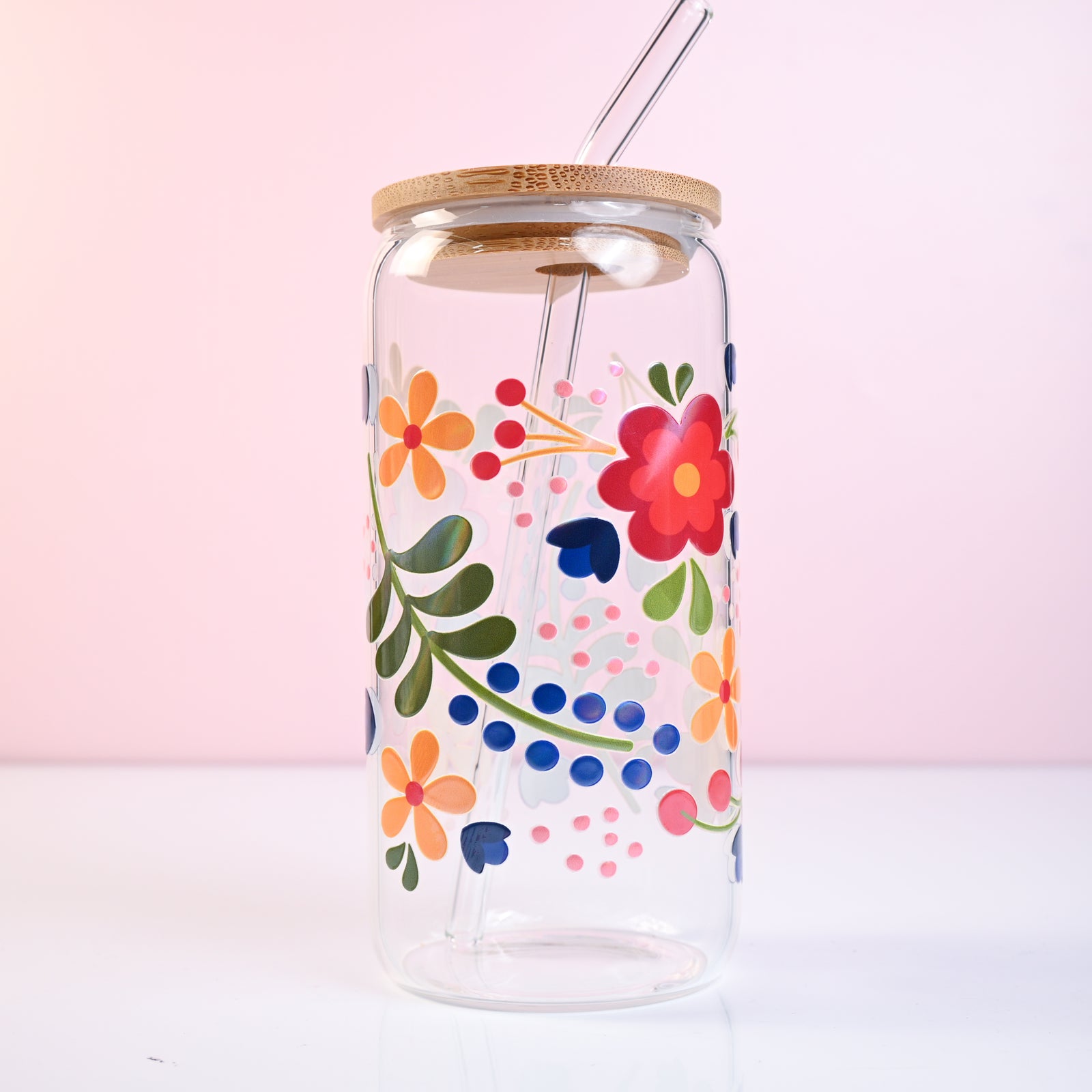 Holographic Flowers Glass Tumbler