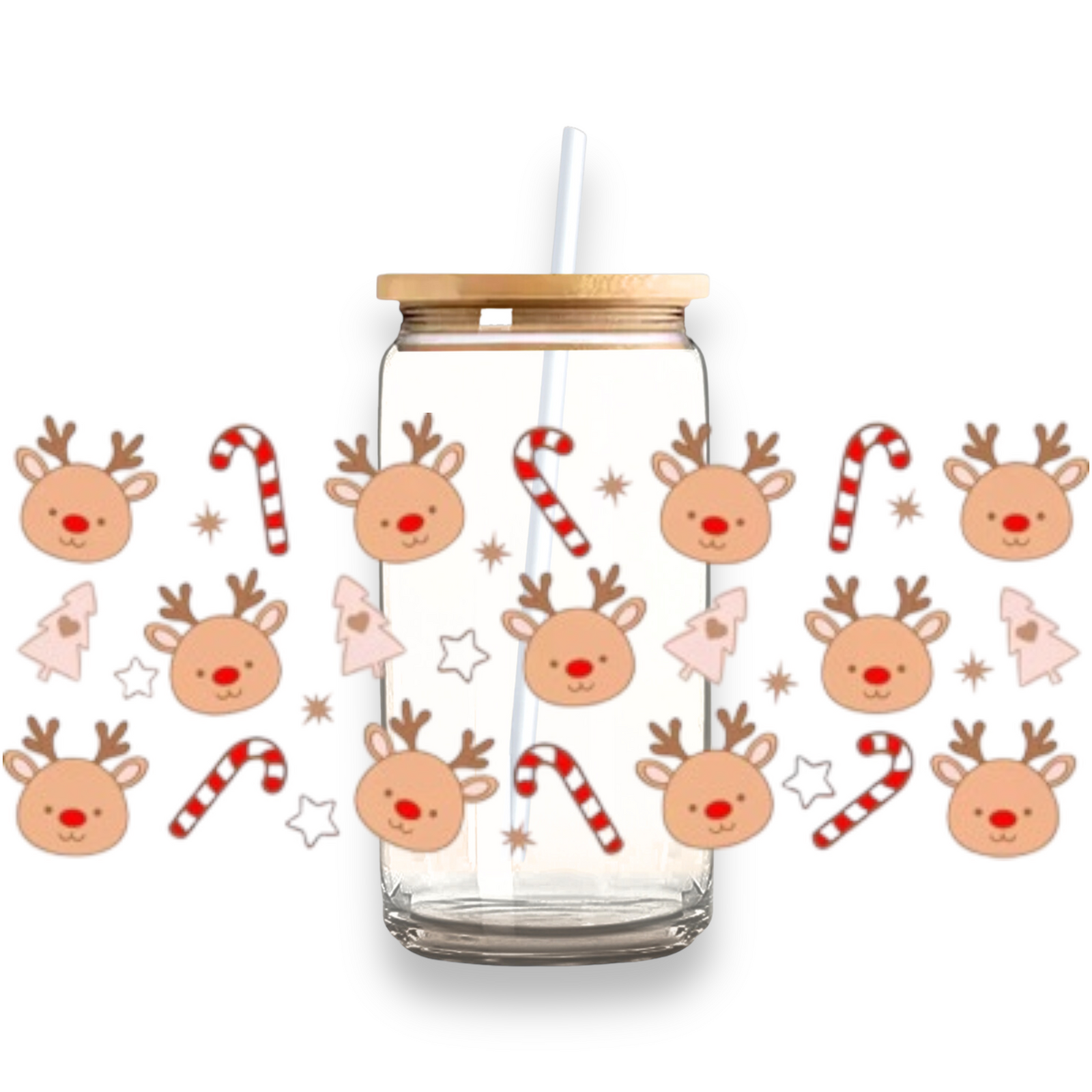 Reindeer & Candy Cane Plastic or Glass Tumbler