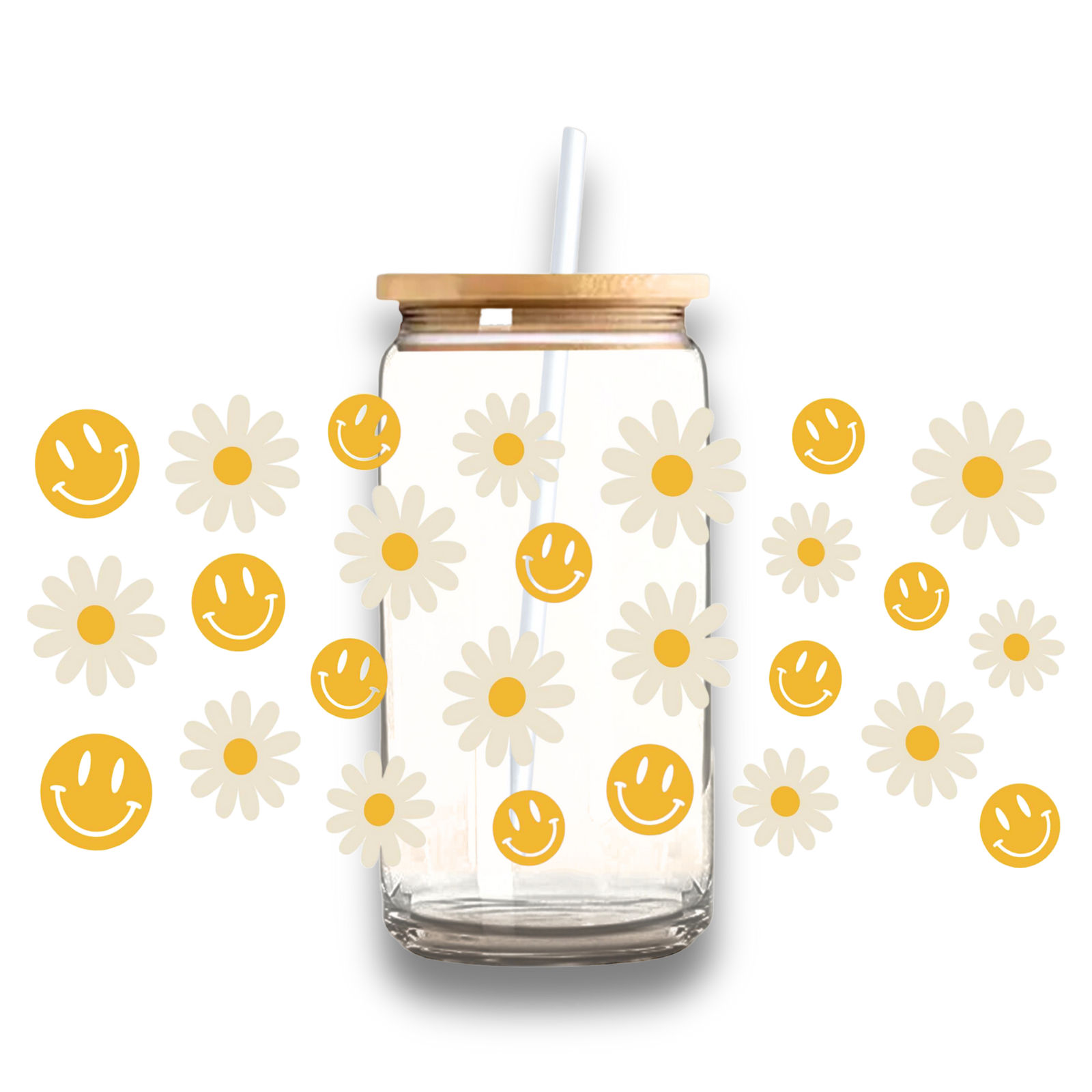 Smiley Daisy Glass Tumbler