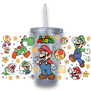 Mario and Luigi Plastic Cup Tumbler - A Lil Luxury