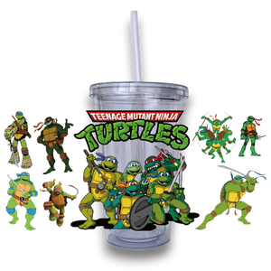 Ninja Turtle Plastic Cup with Lid and Straw - A Lil Luxury