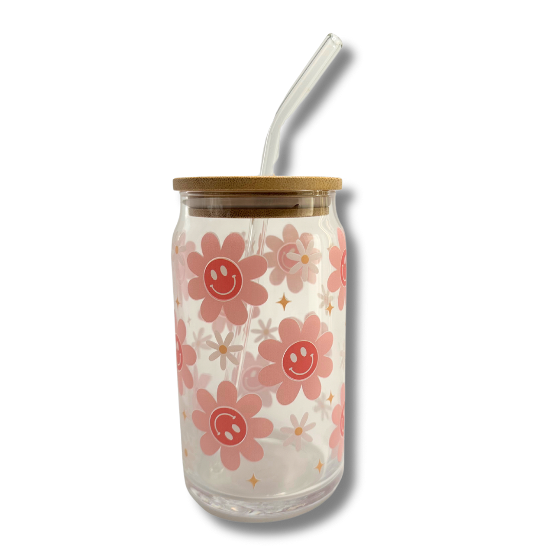 Pink Daisy Glass Cup - A Lil Luxury