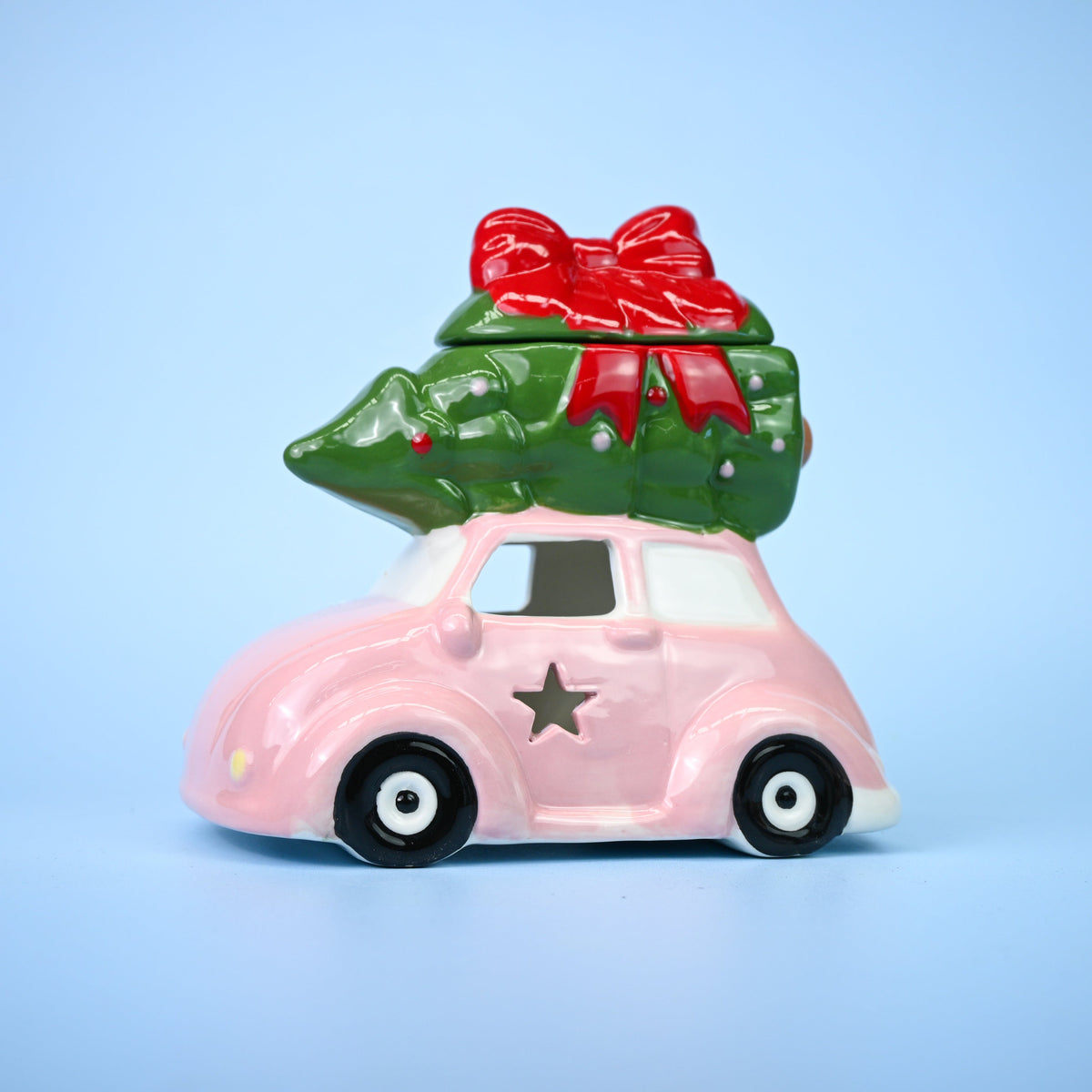 Pink Car with Christmas Tree Tealight Warmer