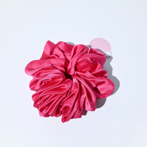 Raspberry Satin Thick Hair Scrunchie - A Lil Luxury