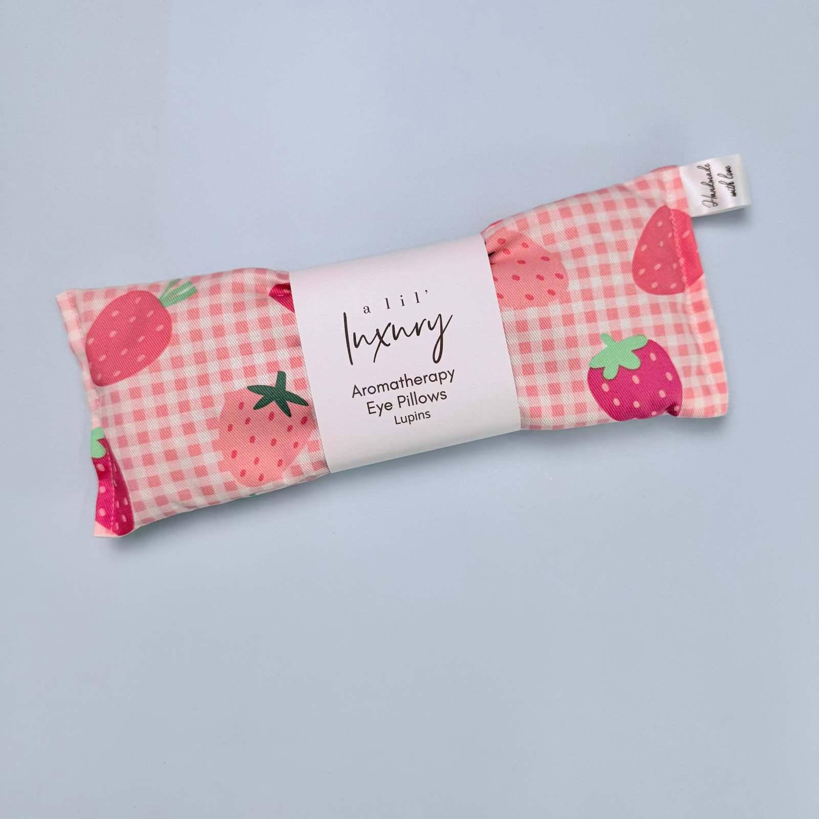 Lupin Eye Pillow with Strawberries and Gingham