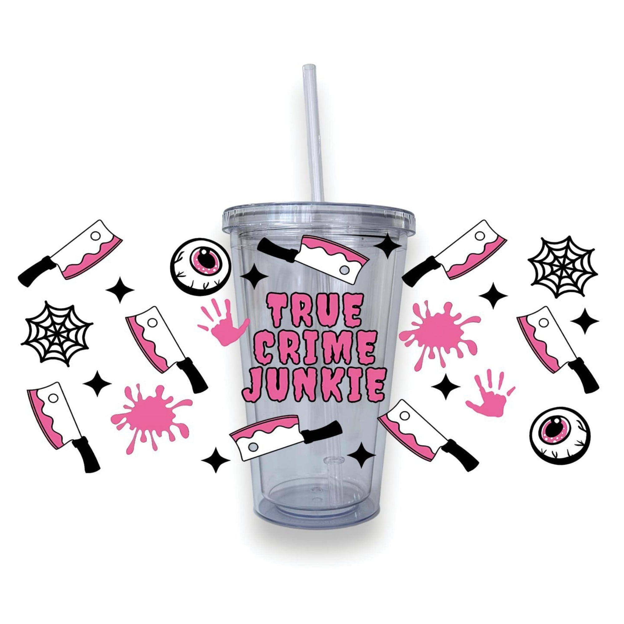 True Crime Junkie Glass Tumbler