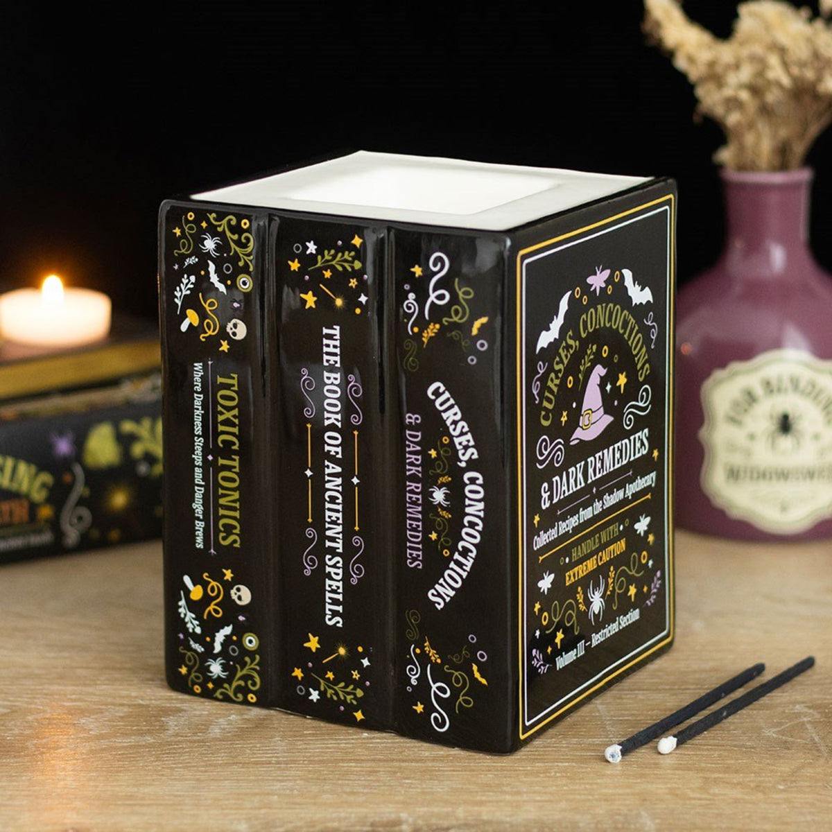 Witches Apothecary Book Stack Tealight Warmer