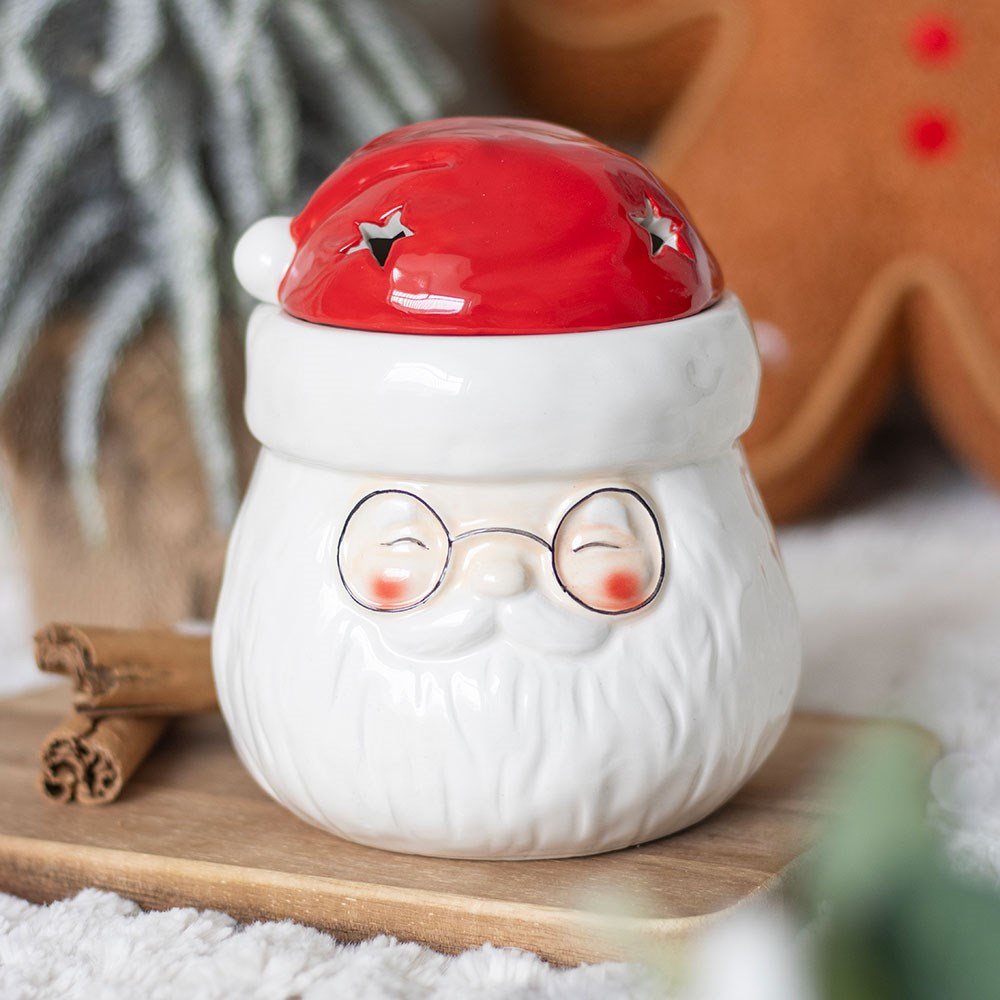 jolly santa face ceramic tealight warmer