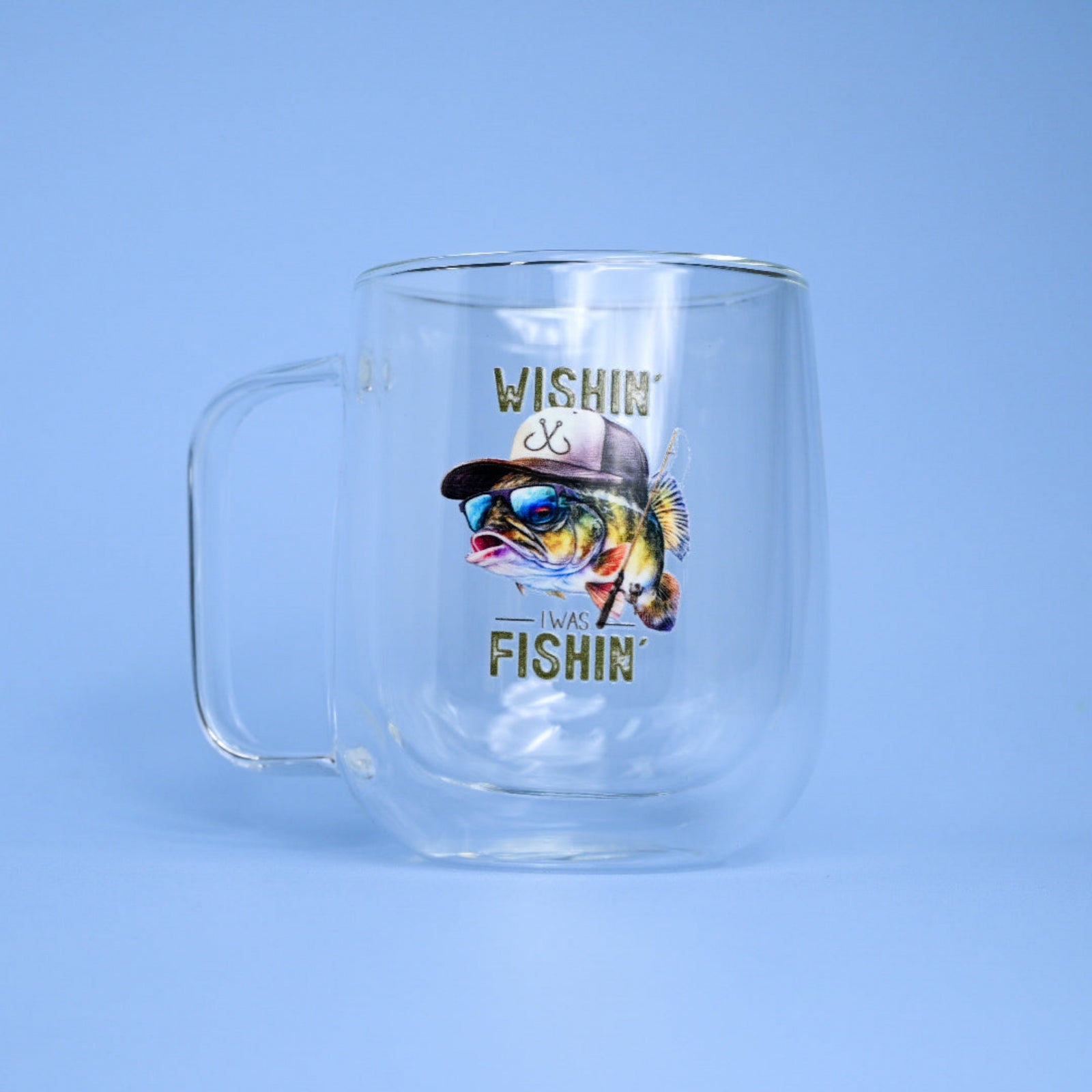 Wishin I Was Fishin Glass Mug