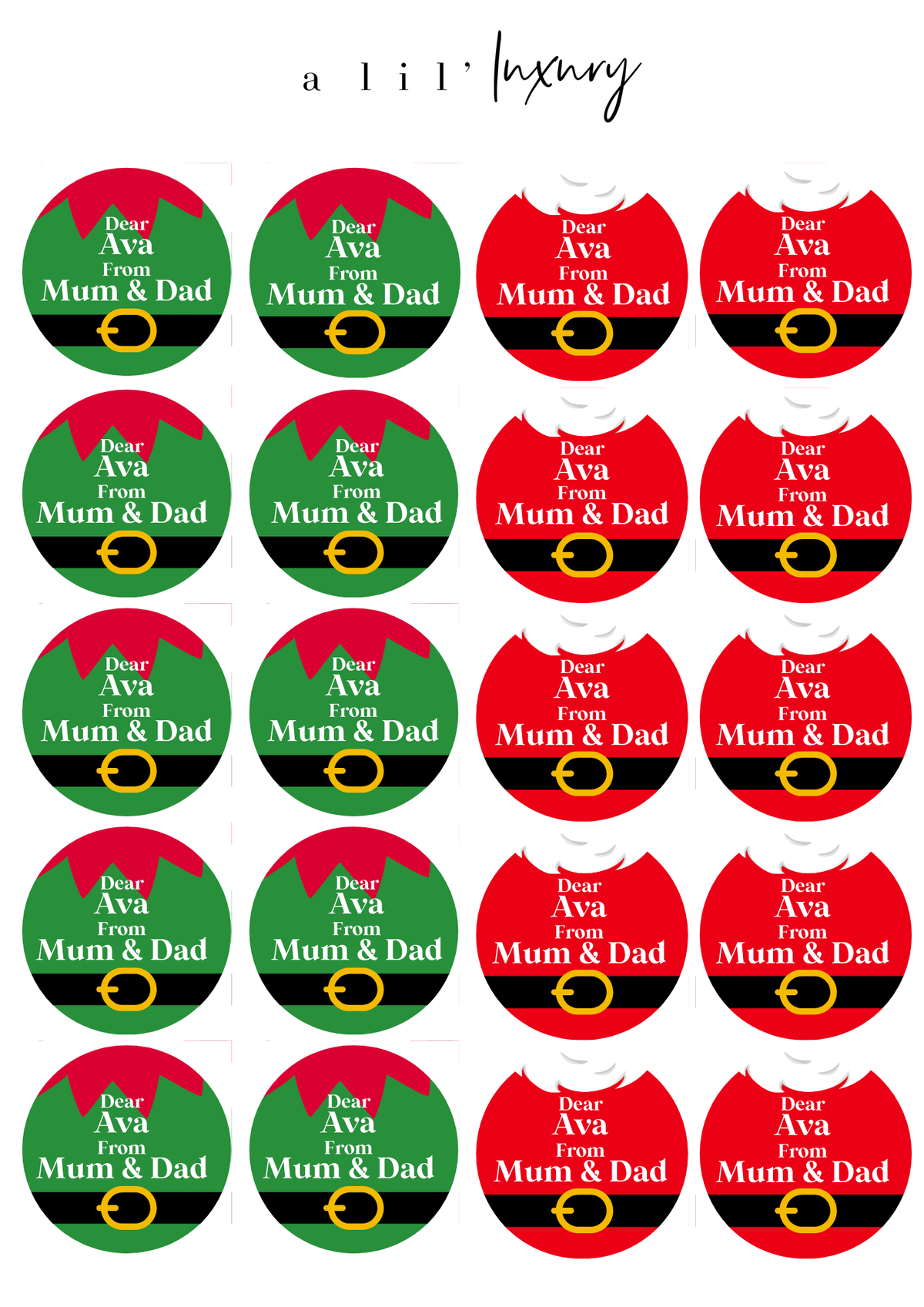 Santa & Elf Stickers | Round