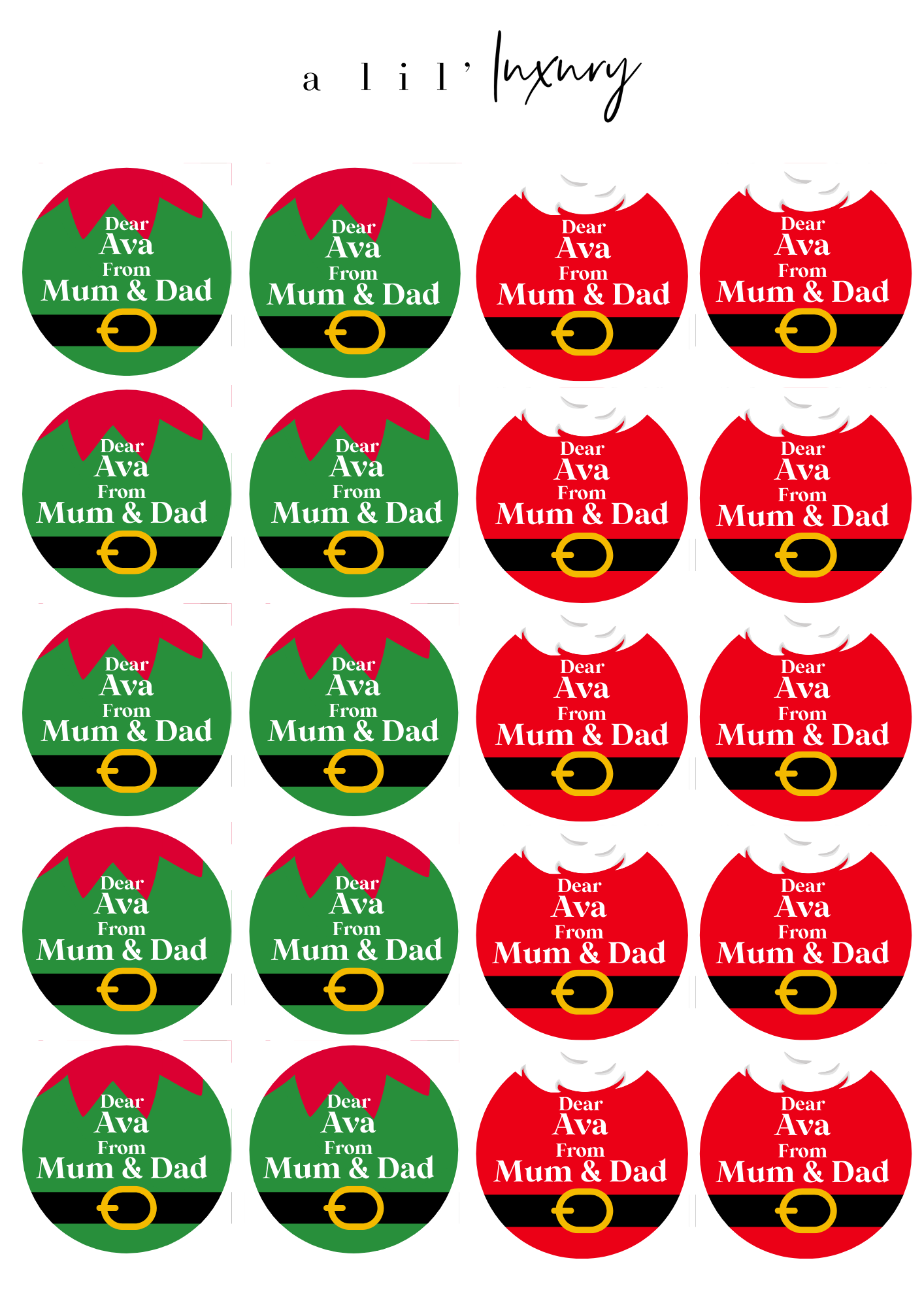 Santa & Elf Stickers | Round