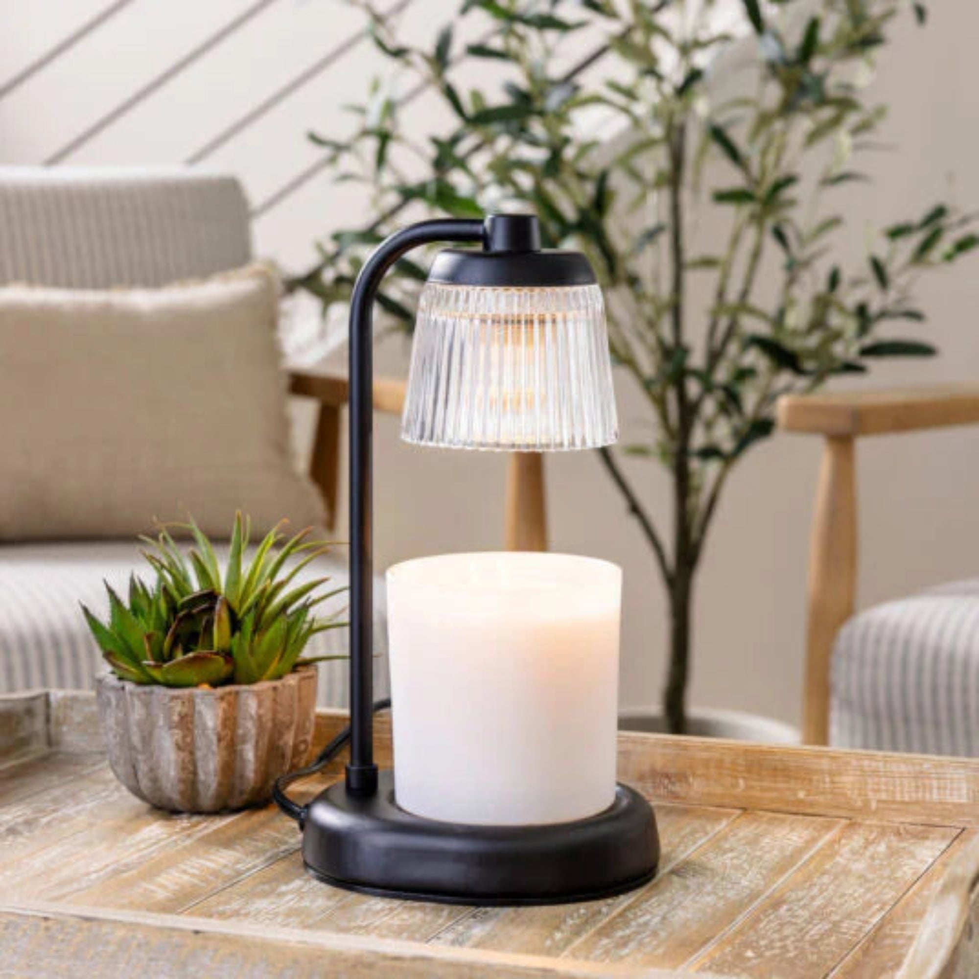 fluted glass candle warmer lamp