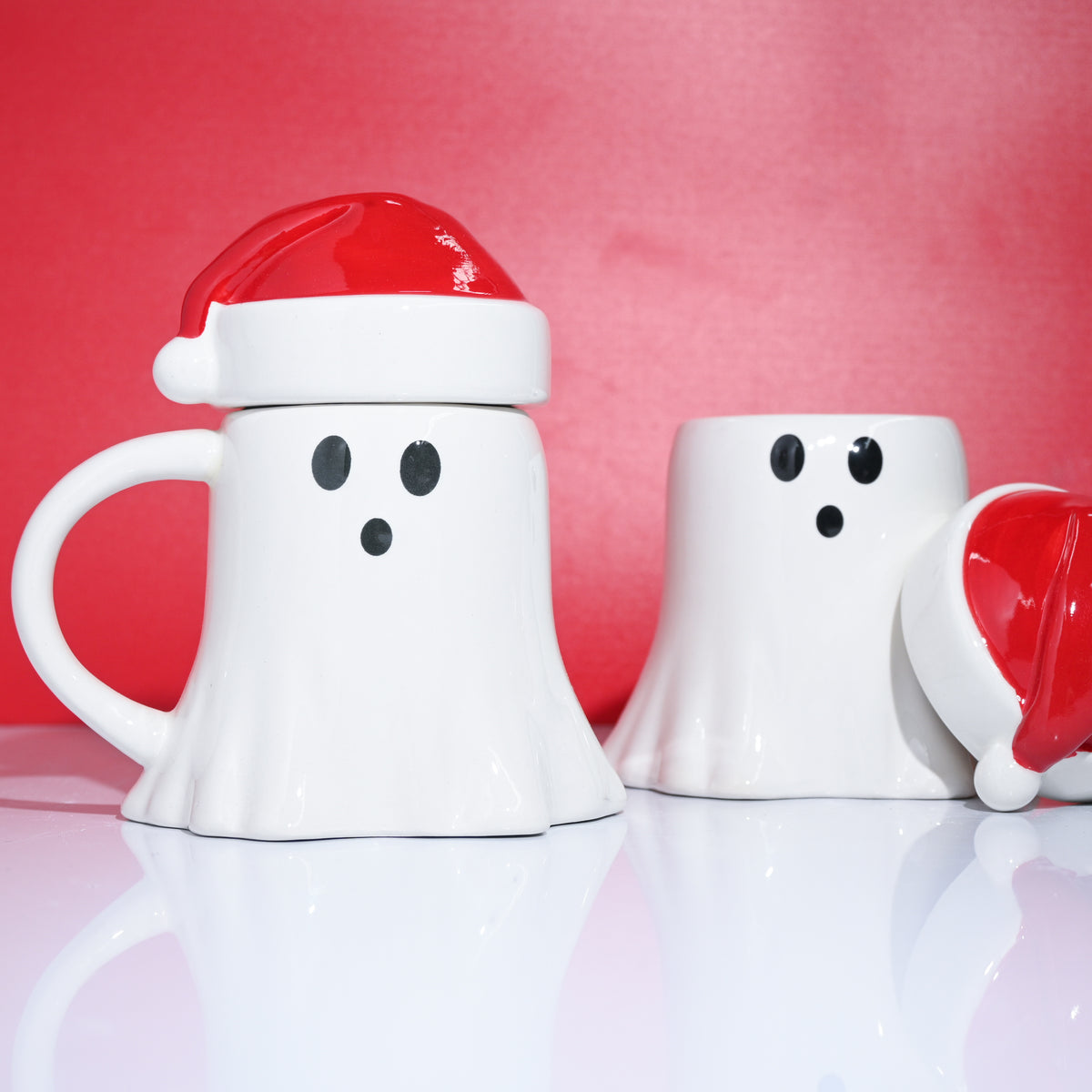 Ghost Santa Mug with Lid
